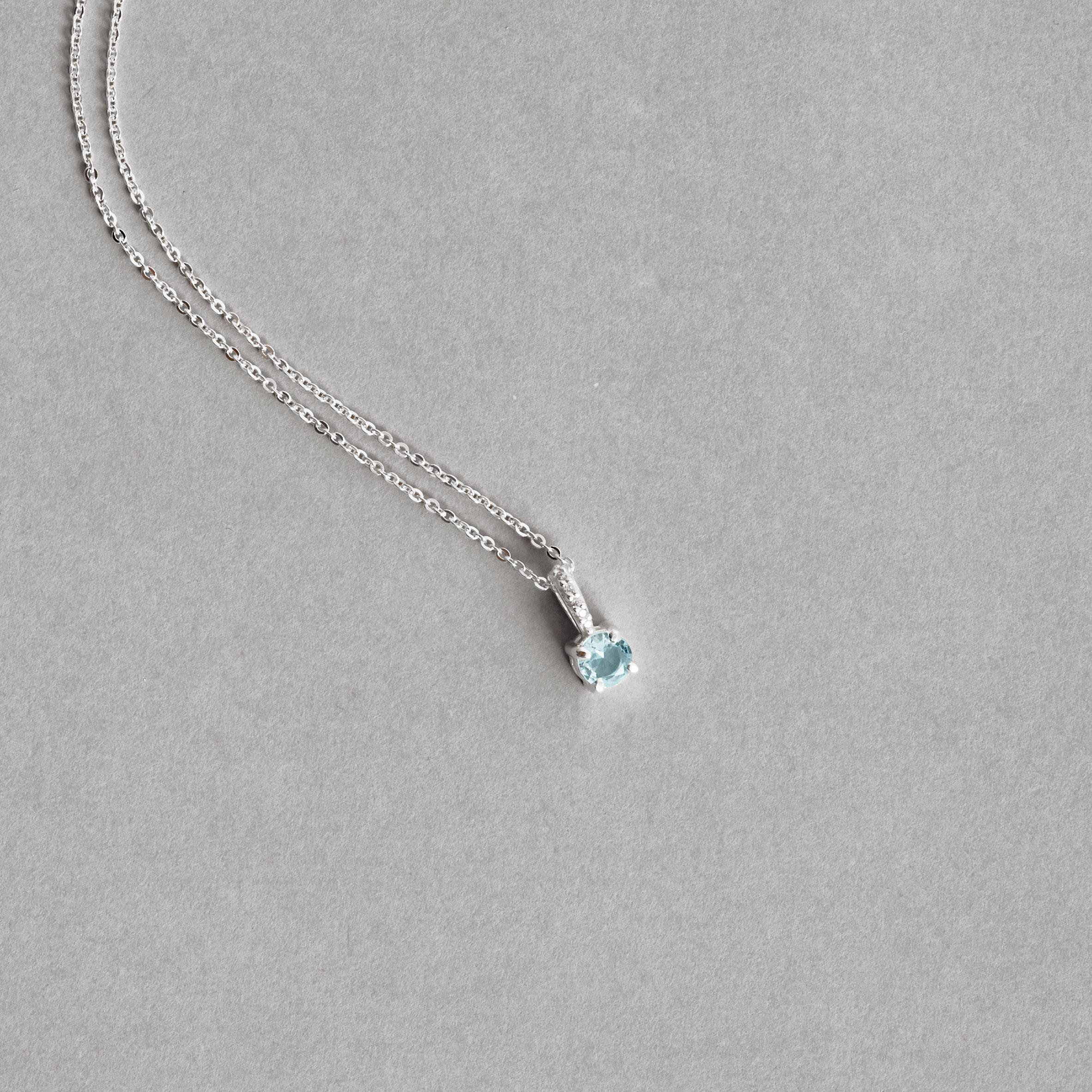 Imagem Secundária Colar pingente zircônia redonda azul 5mm elo cravejado corrente cadeadinho 40cm