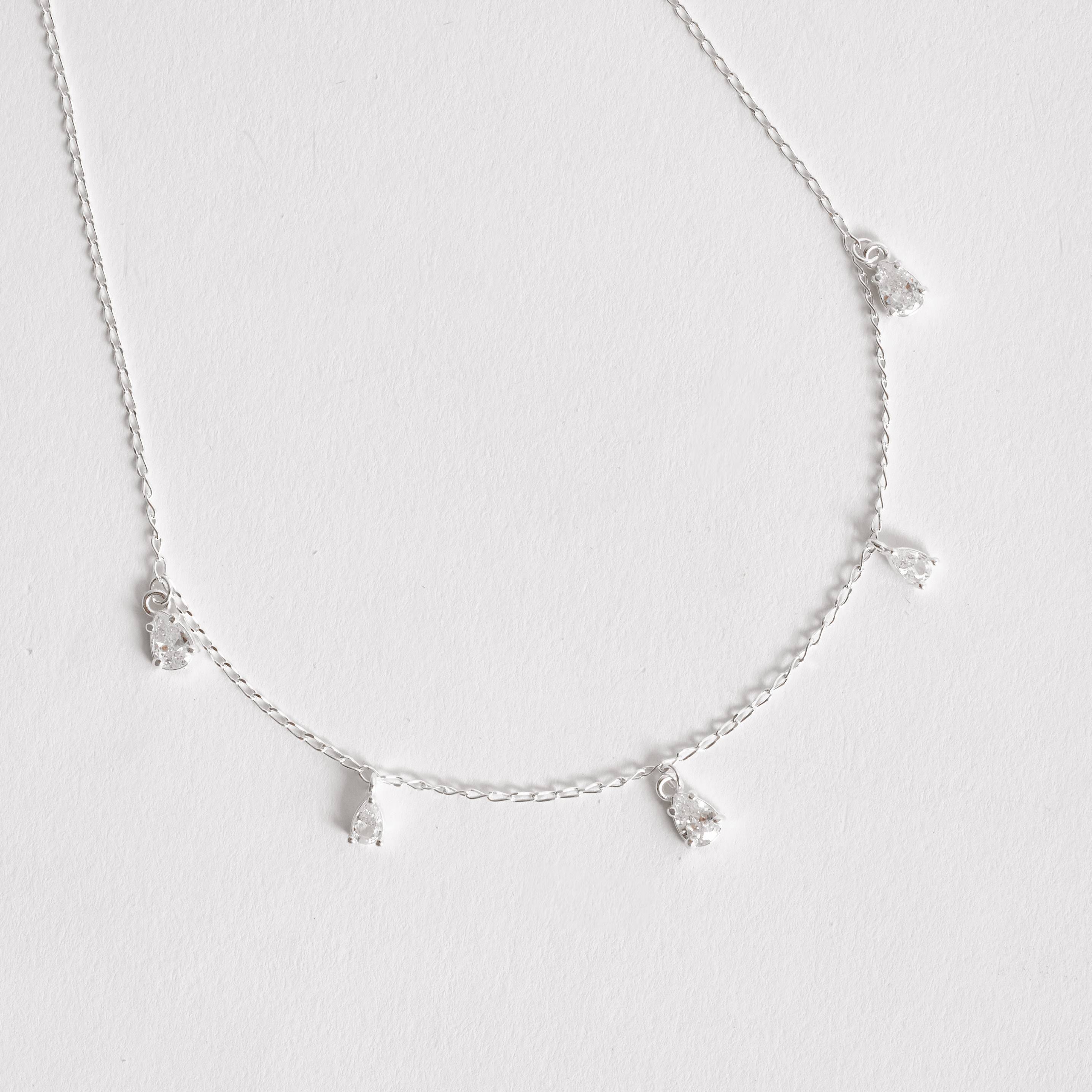 Imagem Secundária Colar pingentes zircônias gota 5 e 6mm corrente grumet 45cm