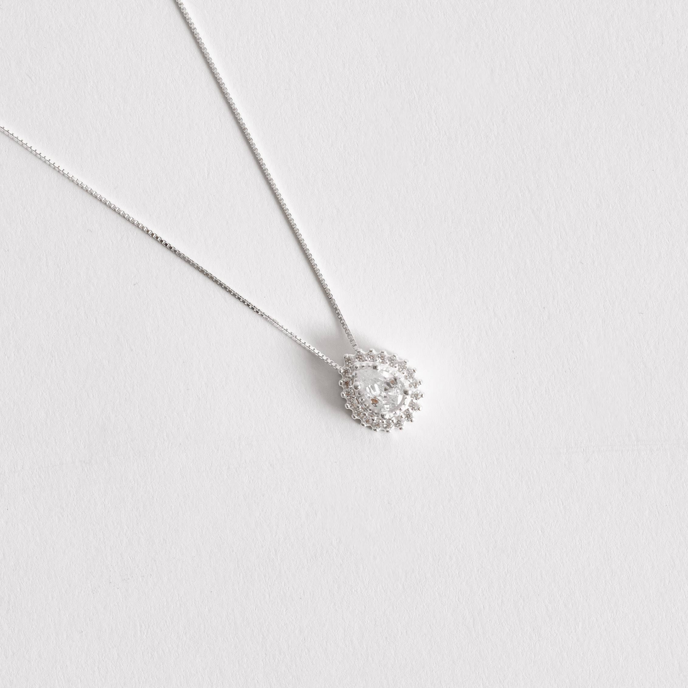 Imagem Secundária Colar zircônia gota com cravejado 13mm 45cm