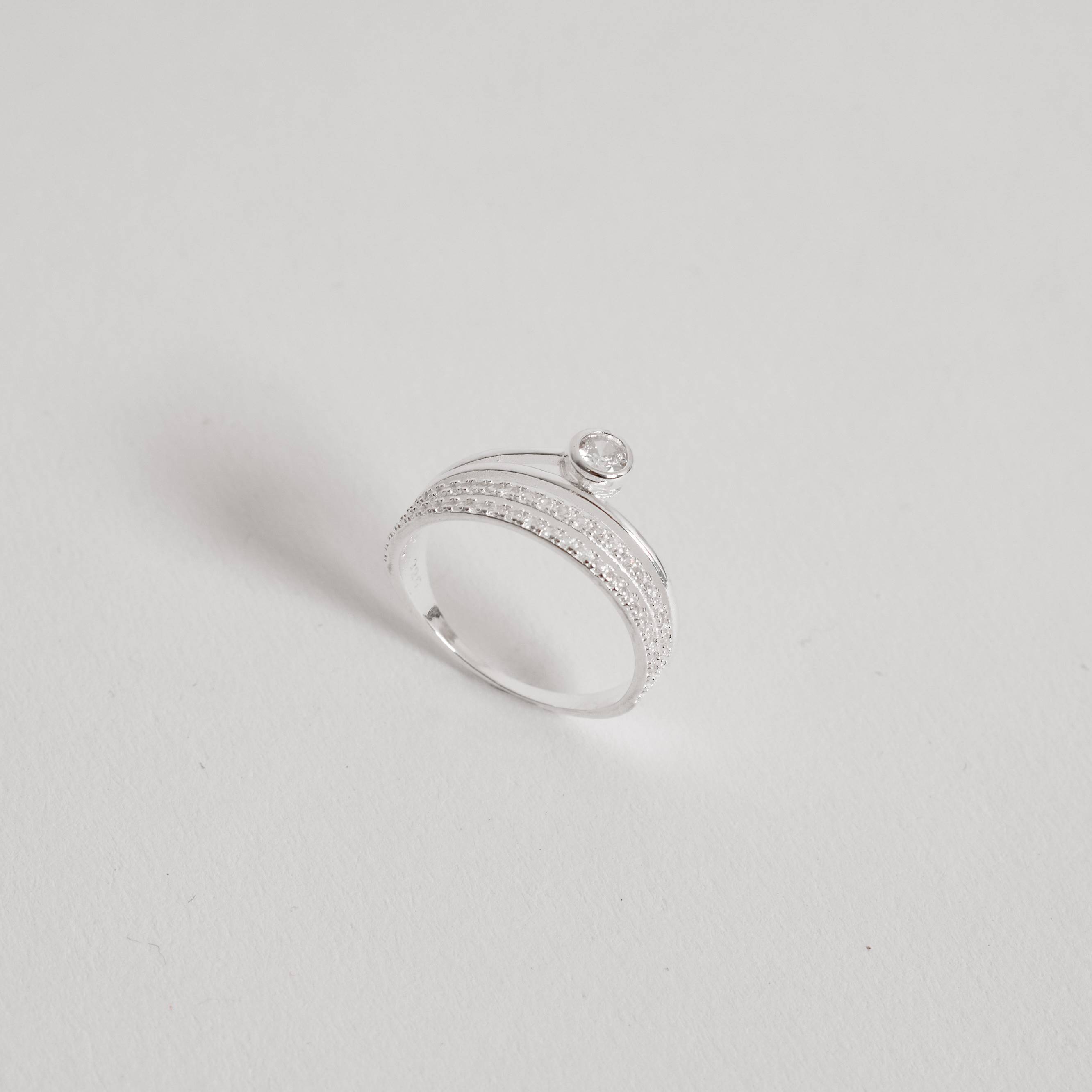 Imagem Anel 4 fios meia aliança, aparador e solitário 4mm