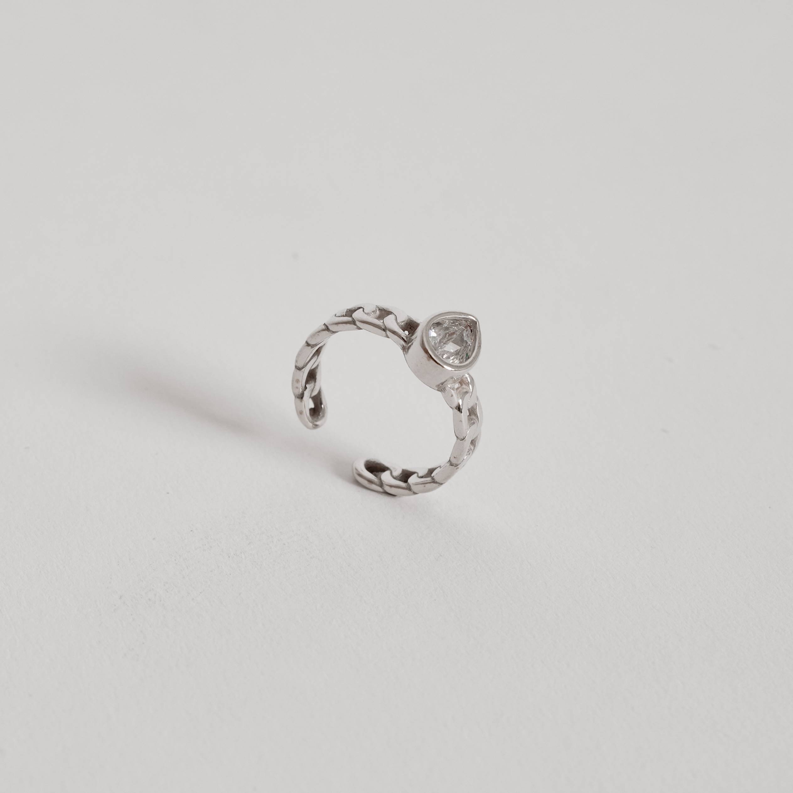 Imagem Secundária Anel aberto corrente com zircônia gota