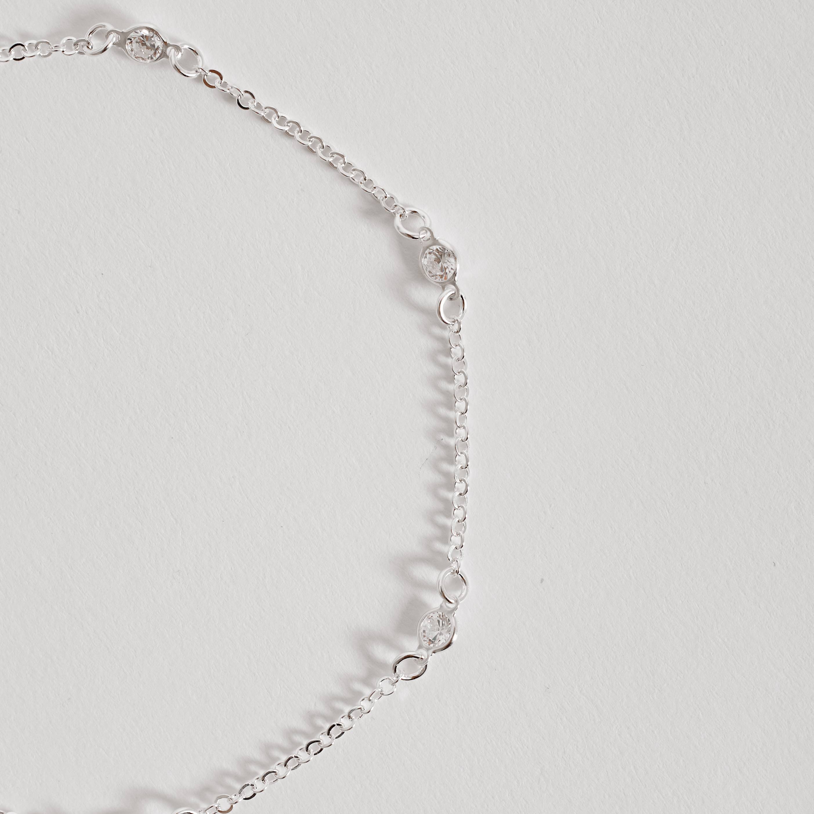 Pulseira entremeios zircônias 5mm corrente elo português 19cm