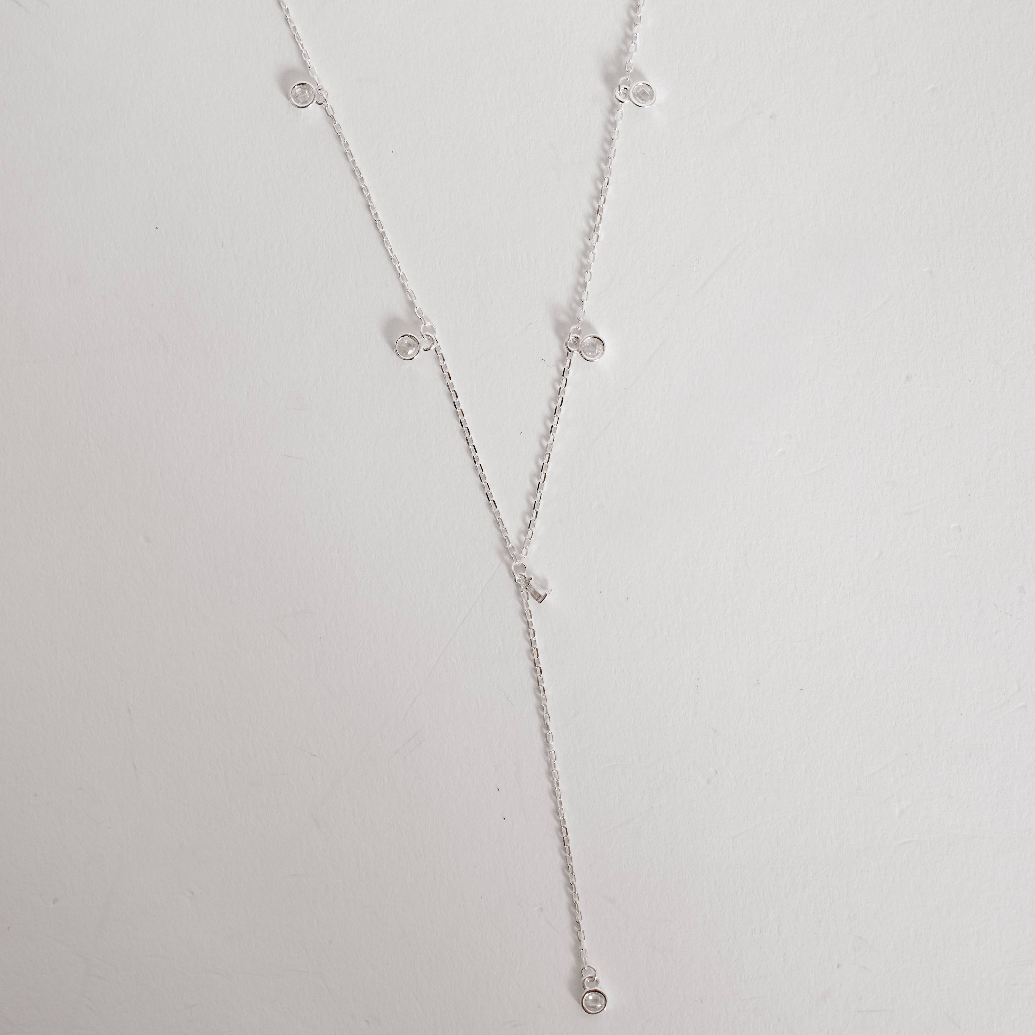 Imagem Secundária Gravatinha zircônias redonda e gota 3mm corrente cadeado 40+5cm