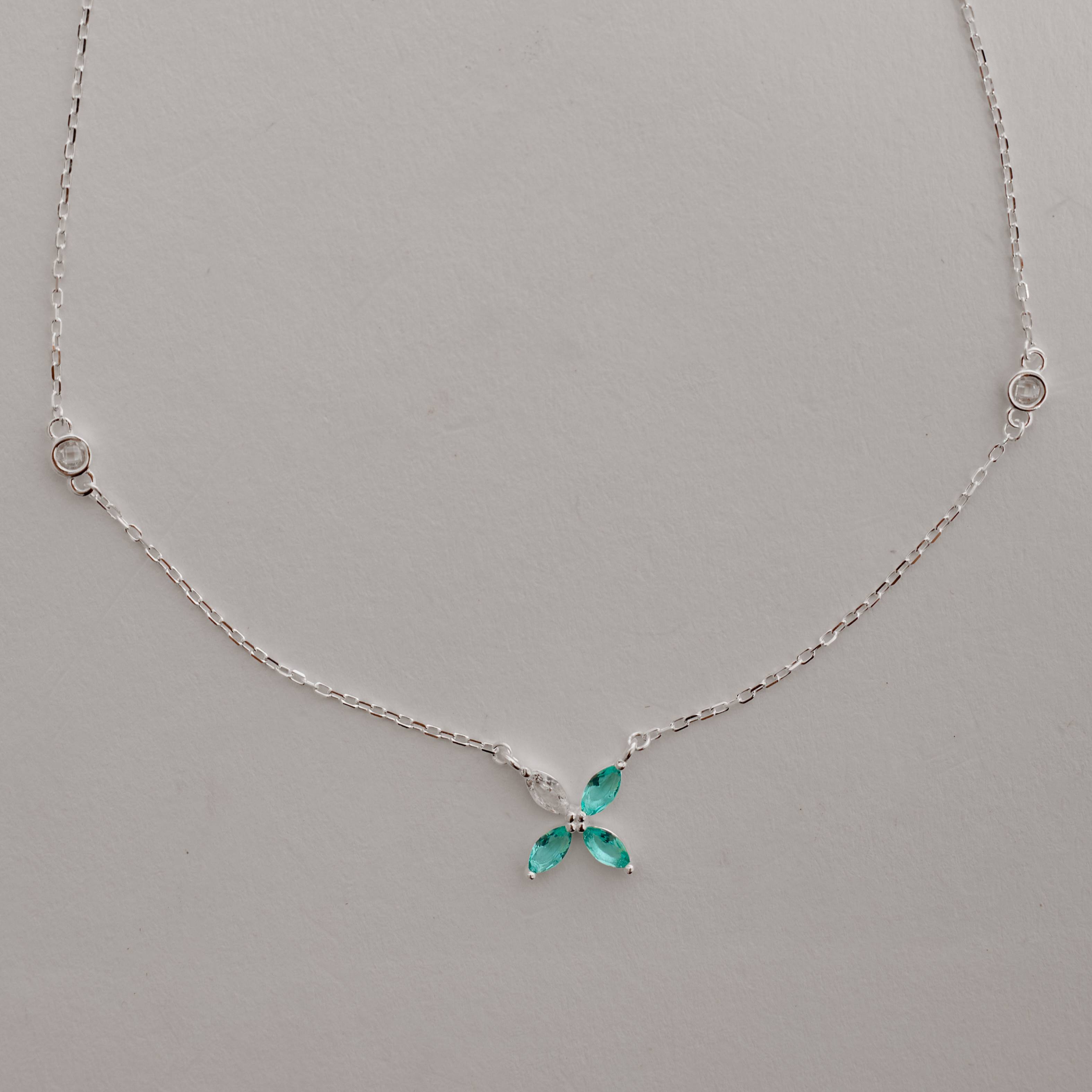 Imagem Secundária Colar entremeios zircônias e flor cristal e turmalina 9mm corrente cadeado 40+5cm