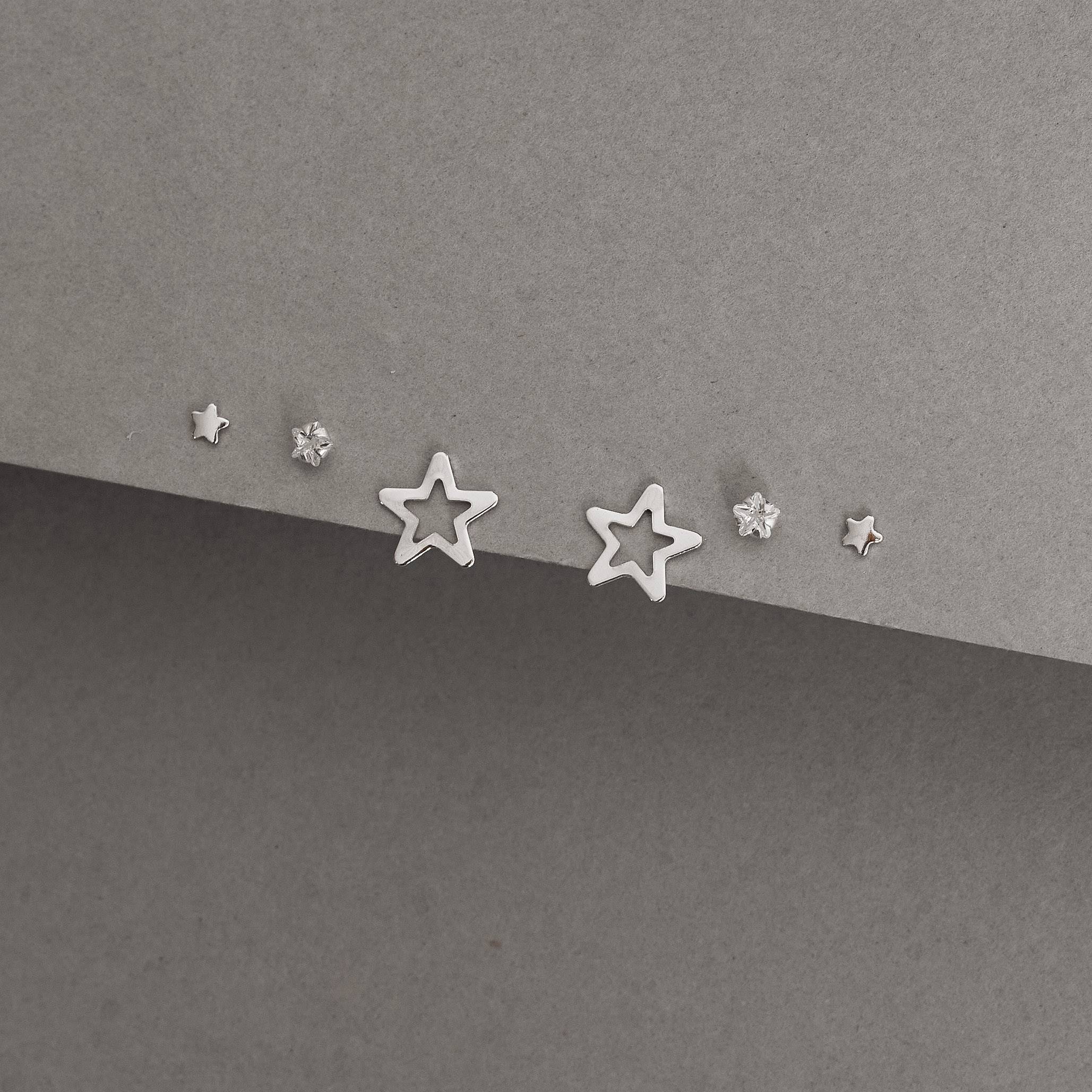 Trio estrelas lisa, zircônia e vazada