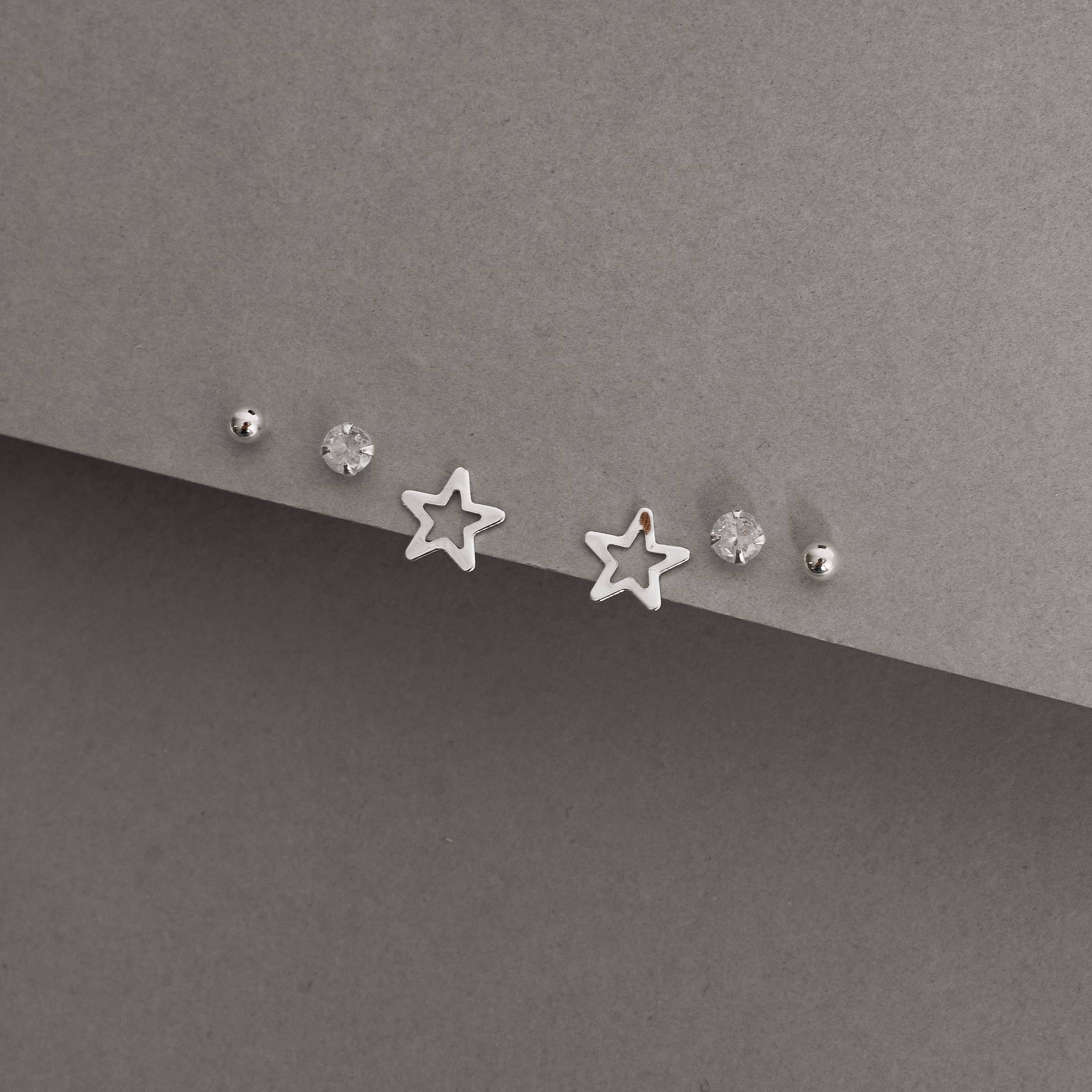 Trio bola, zircônia e estrela vazada
