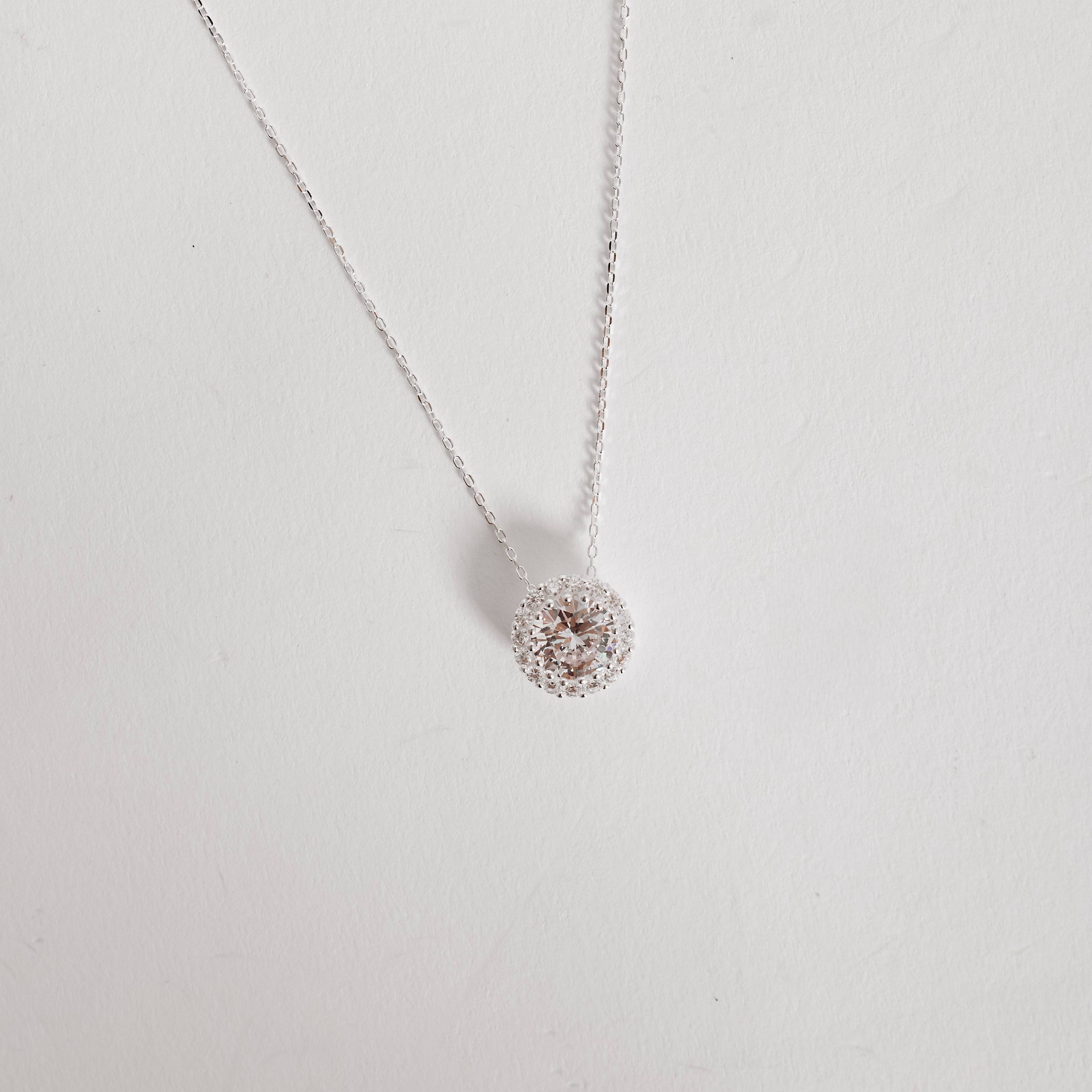 Imagem Secundária Colar pingente zircônia redonda com cravejado 12mm corrente cadeado 40+5cm