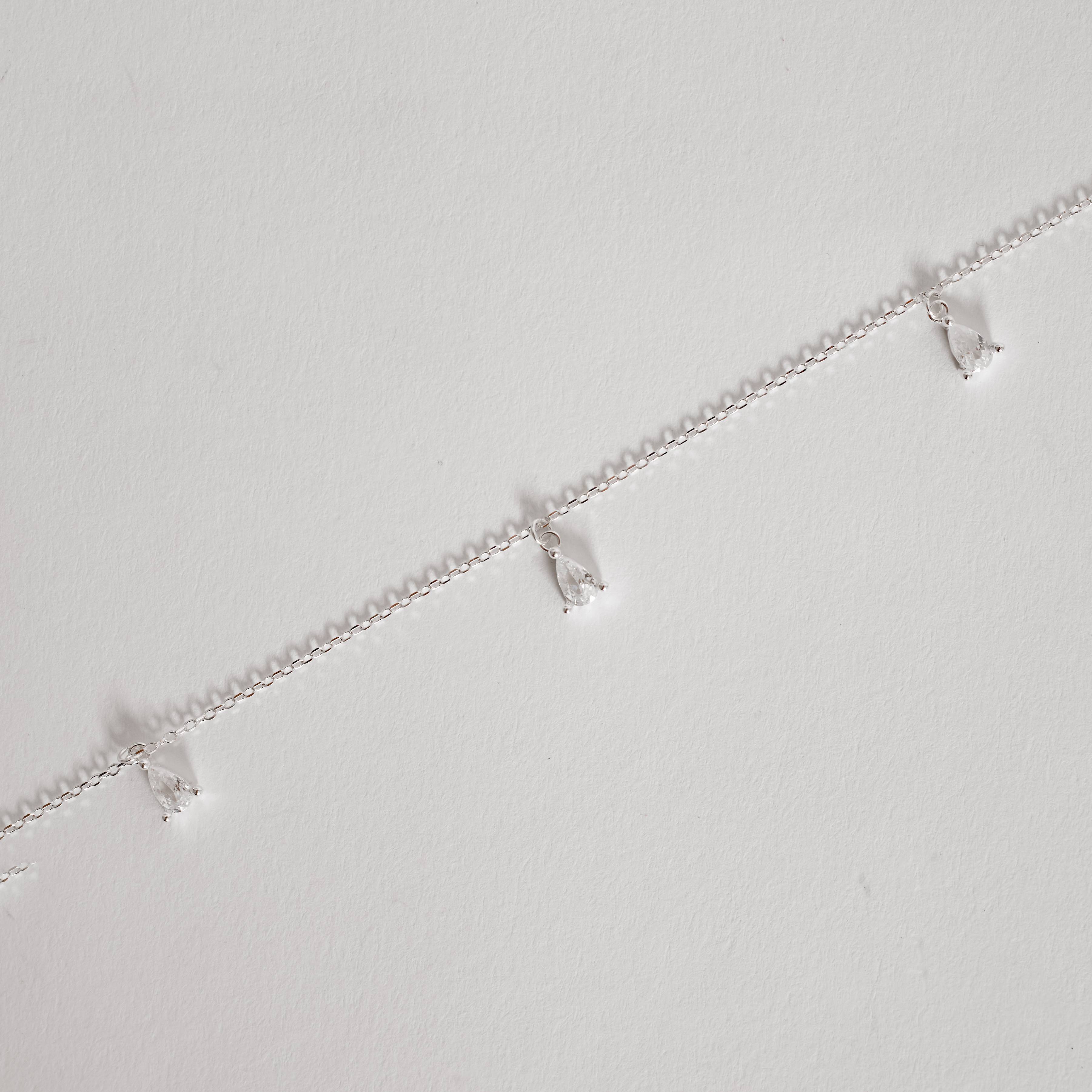 Pulseira pingentes zircônias gota 6mm 16+4cm