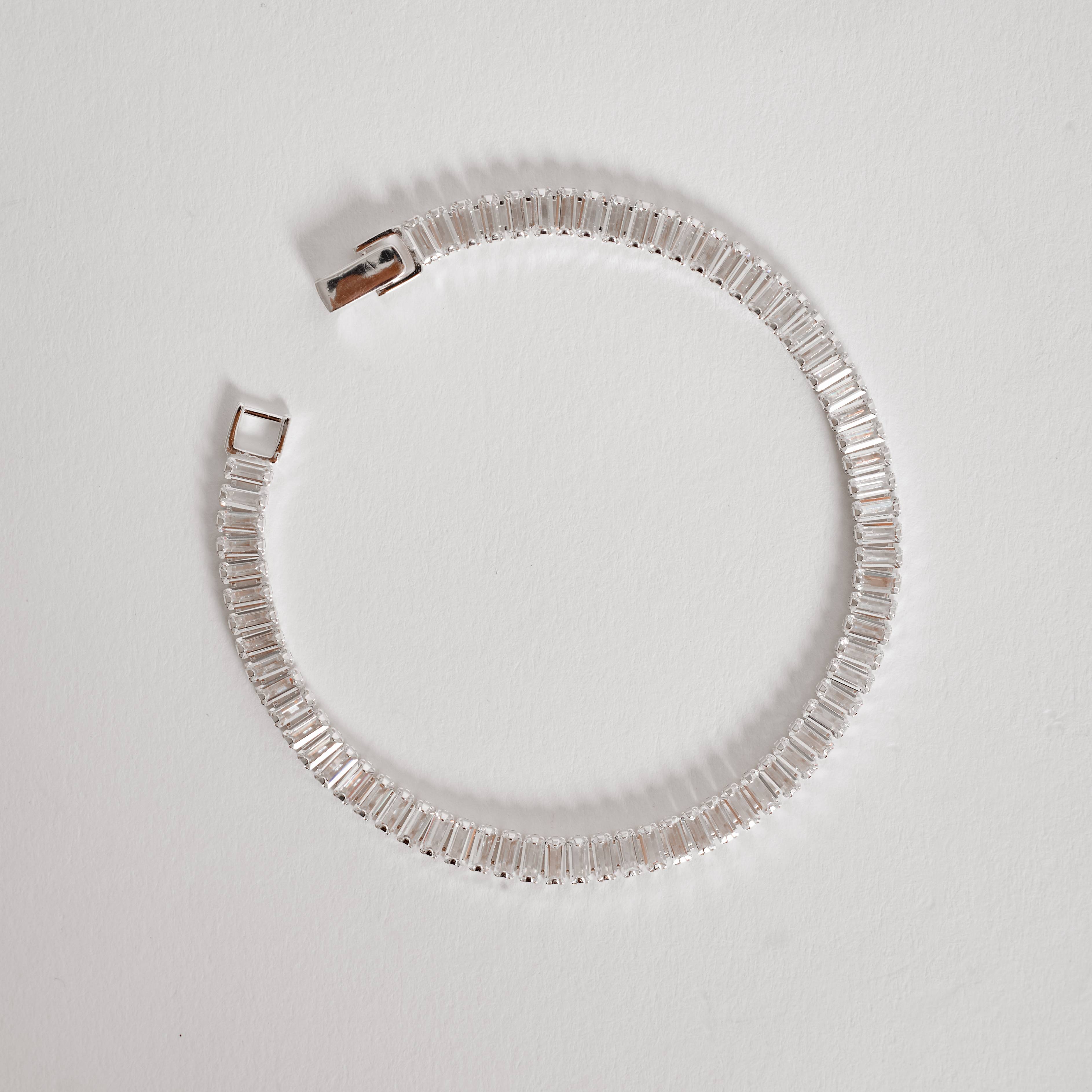 Pulseira Riviera zircônias retangulares 4x2mm 18cm