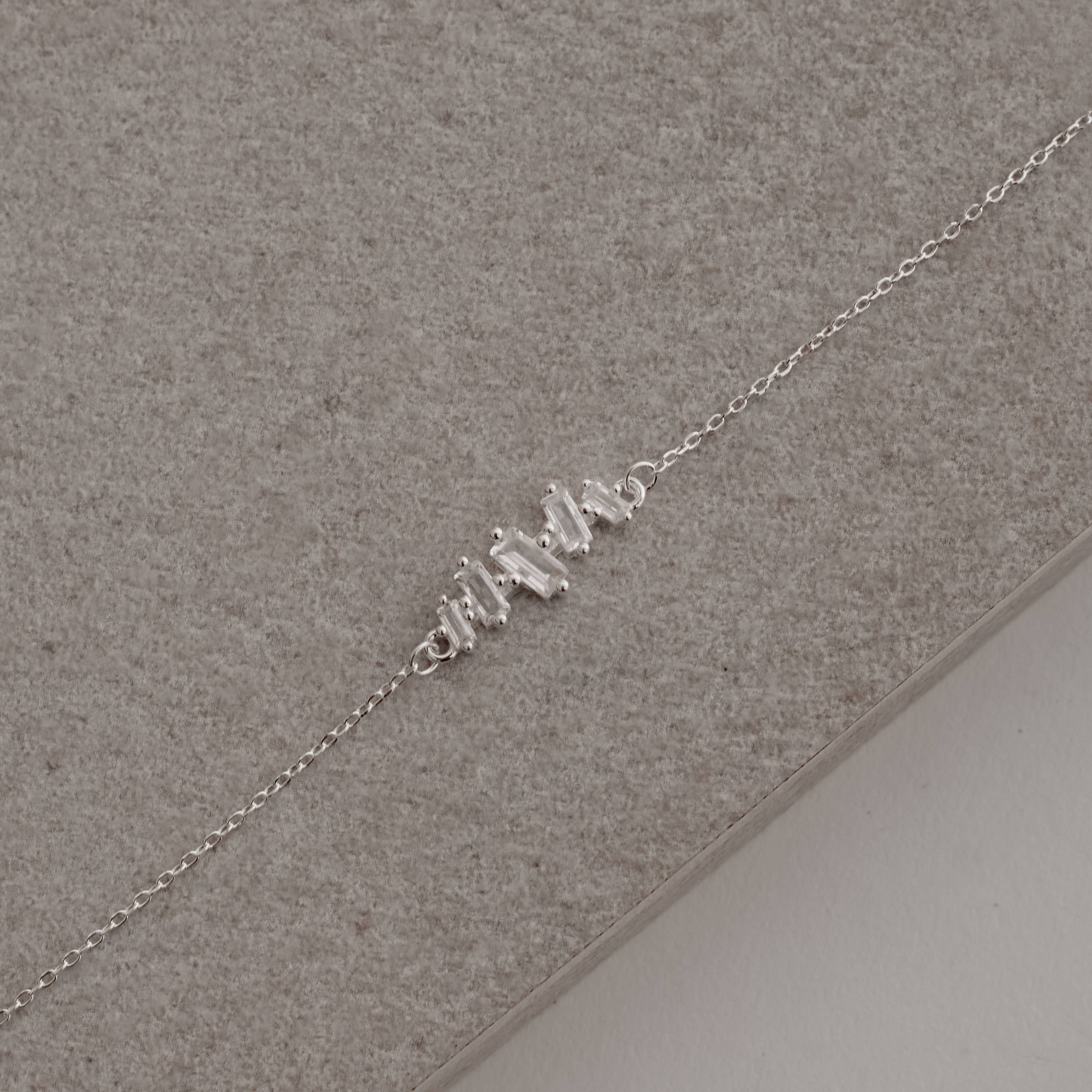 Imagem Secundária Pulseira entremeio zircônias retangulares 15mm 16+4cm