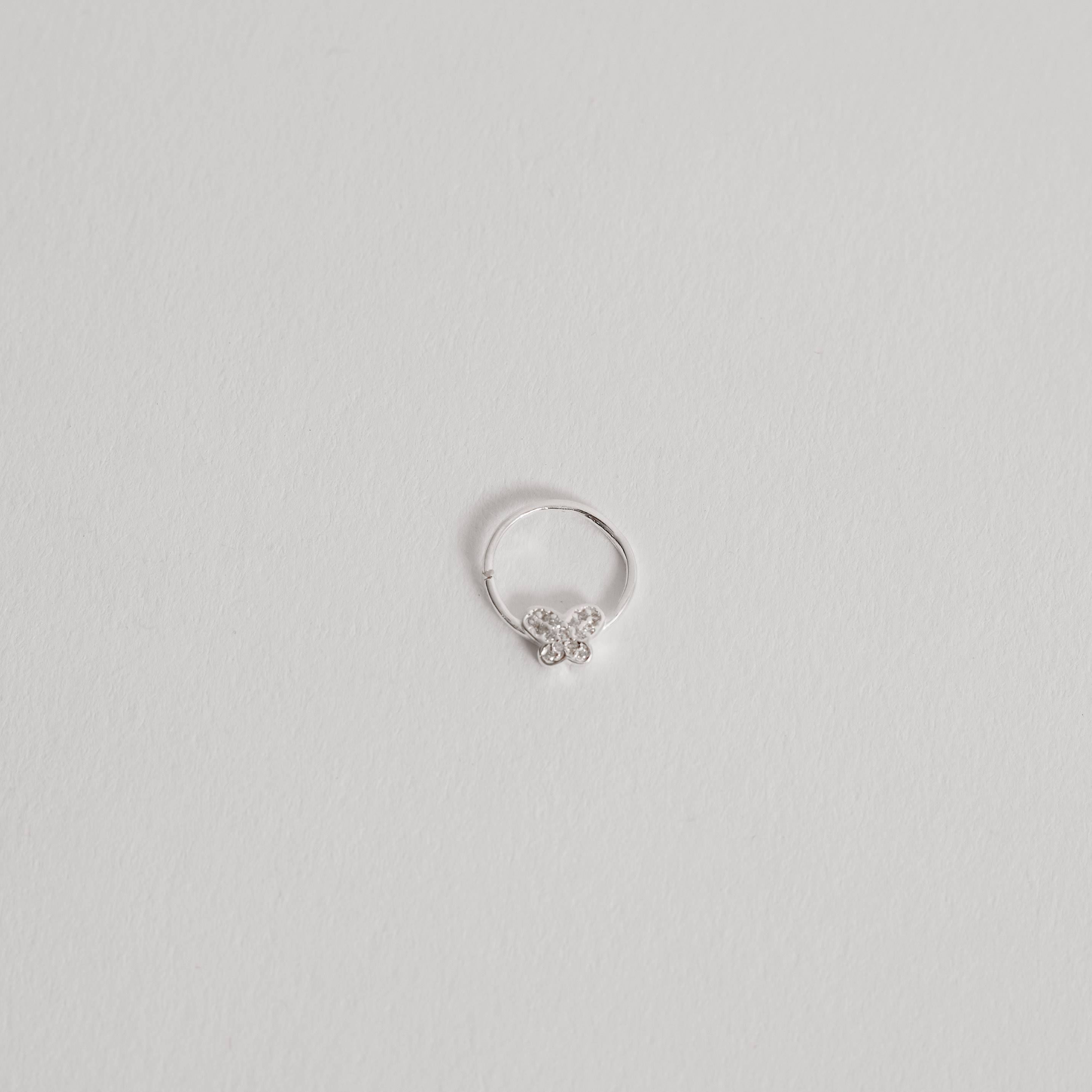 Piercing argola borboleta com zircônias 11mm