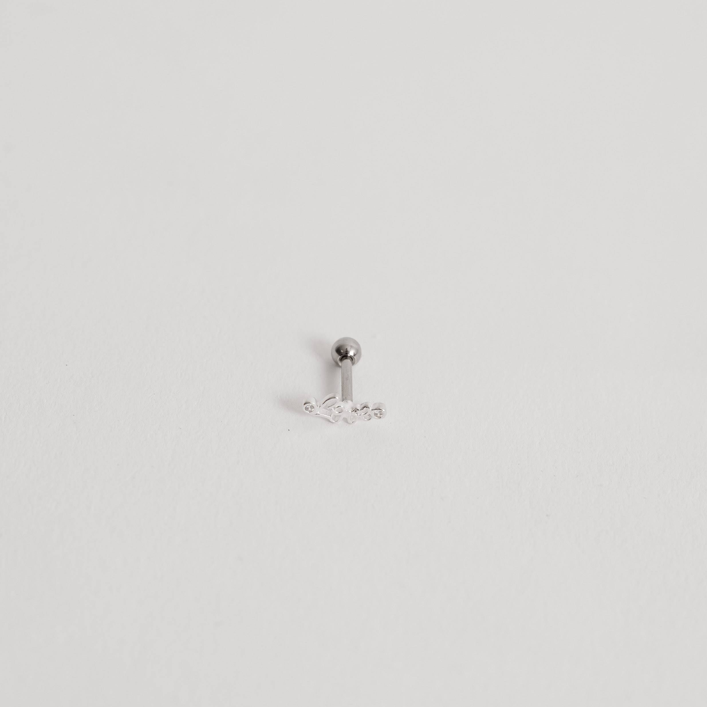 Imagem Secundária Piercing haste escrito love com zircônias 8mm