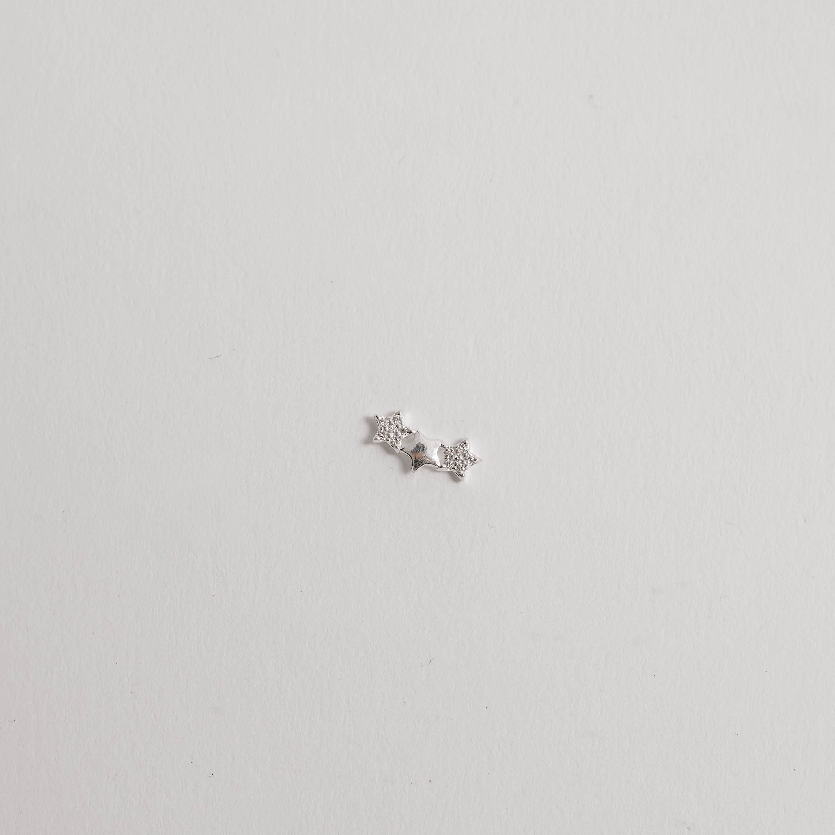 Piercing haste estrelas lisa e cravejada 11mm