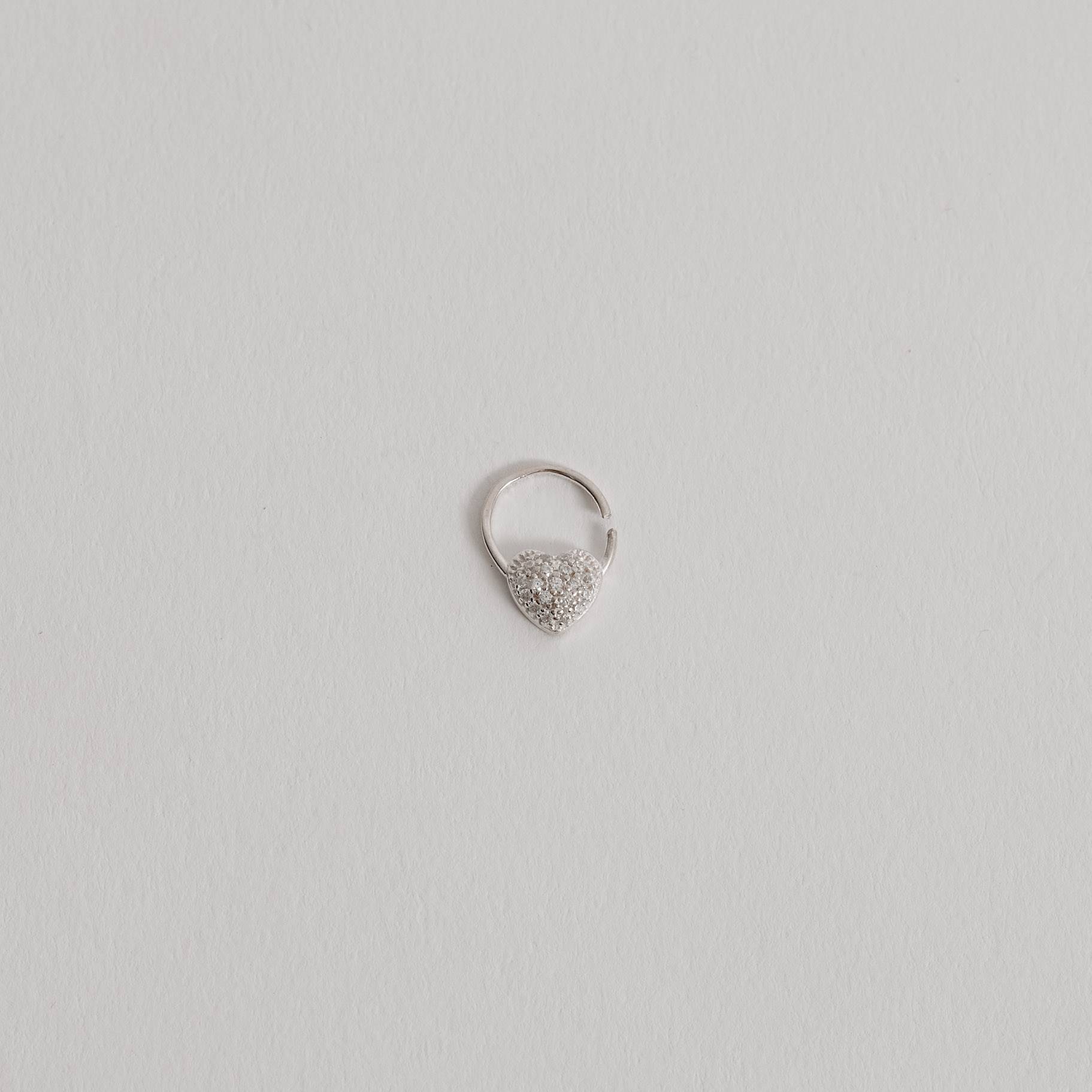 Piercing argola com coração cravejado 10mm