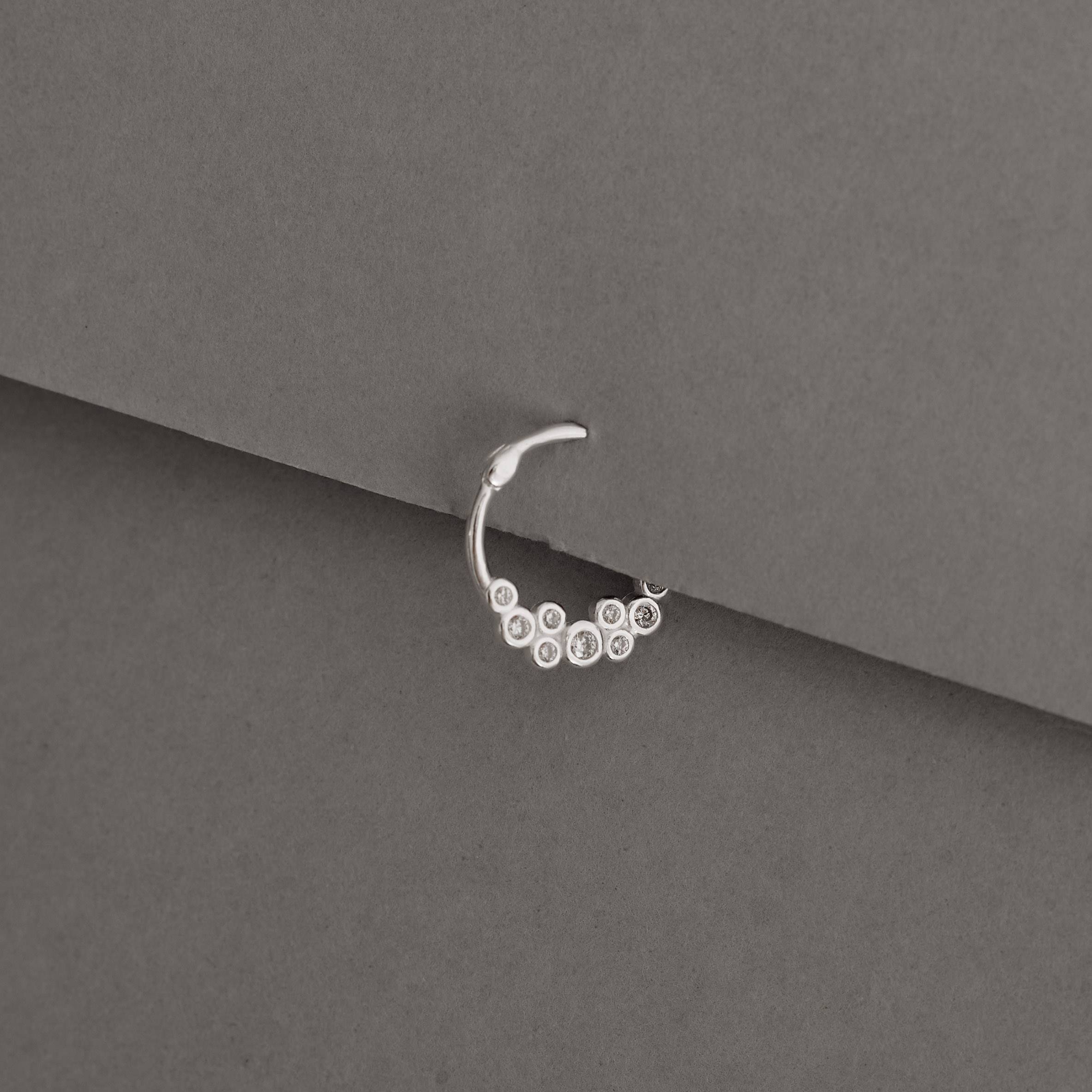 Piercing argola 12mm trava círculos com zircônias orelha direita