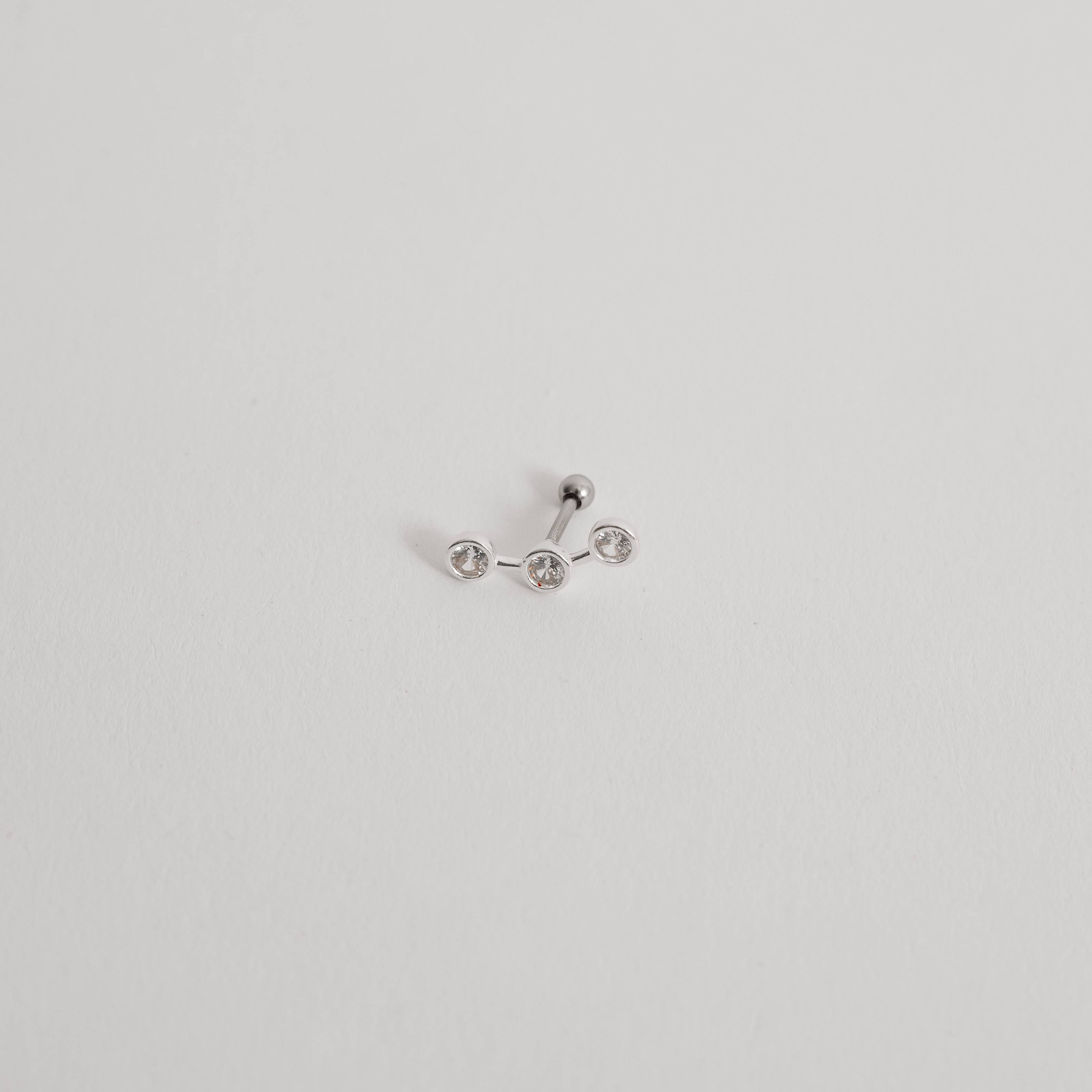 Piercing haste 3 zircônias embutidas 16mm