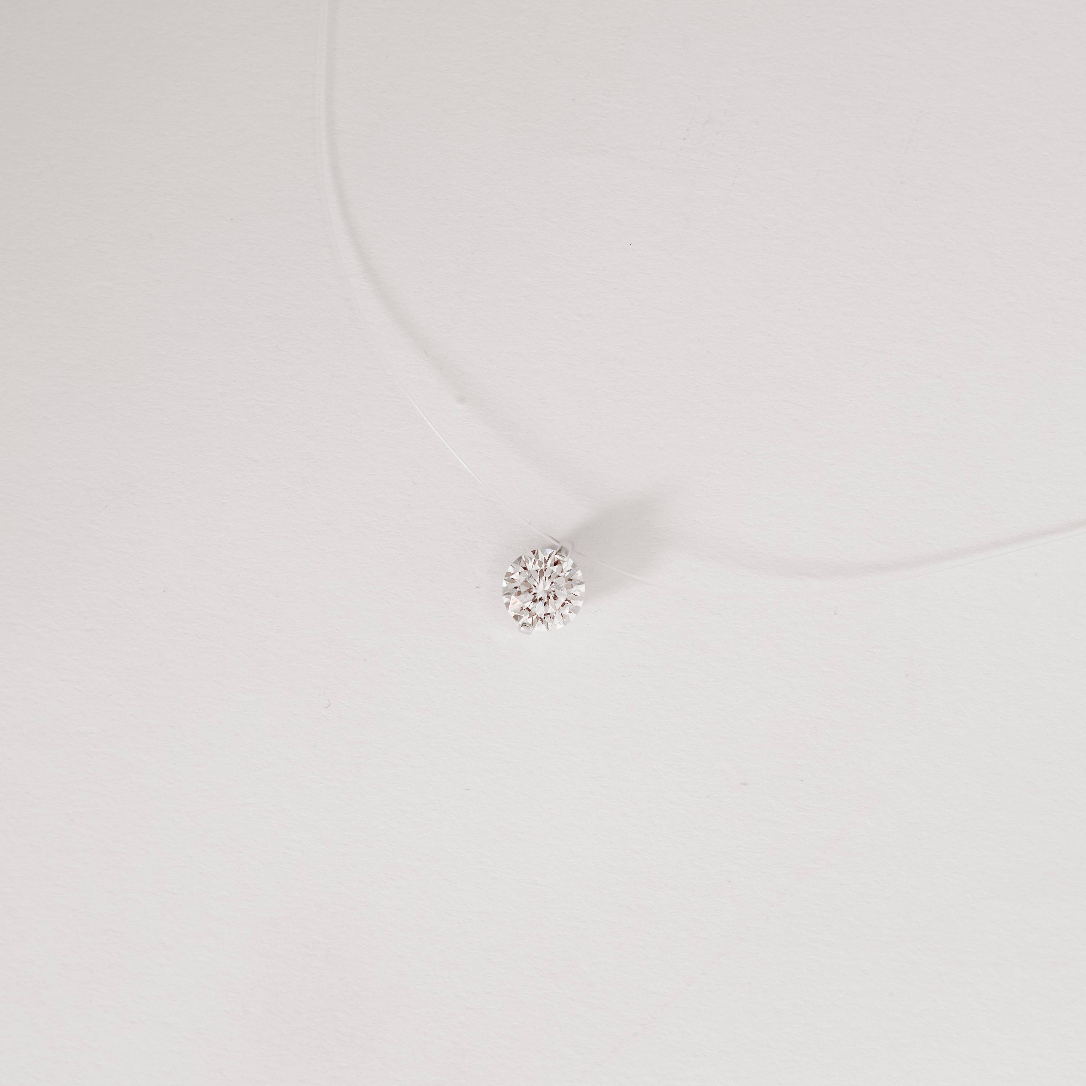 Colar nylon moissanite 6.5mm 40+5cm ródio