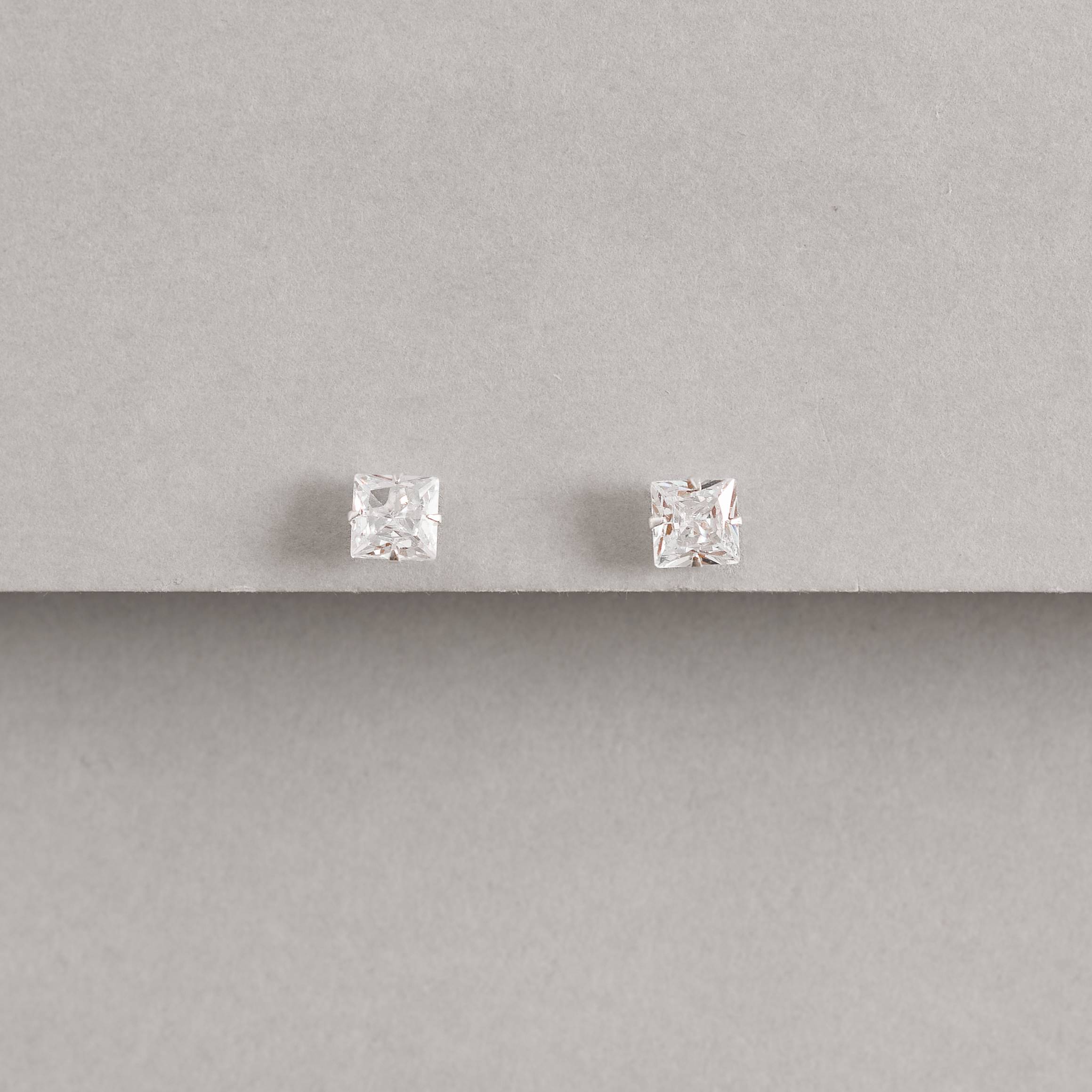 Imagem Secundária Brinco zircônia quadrada cristal 6mm