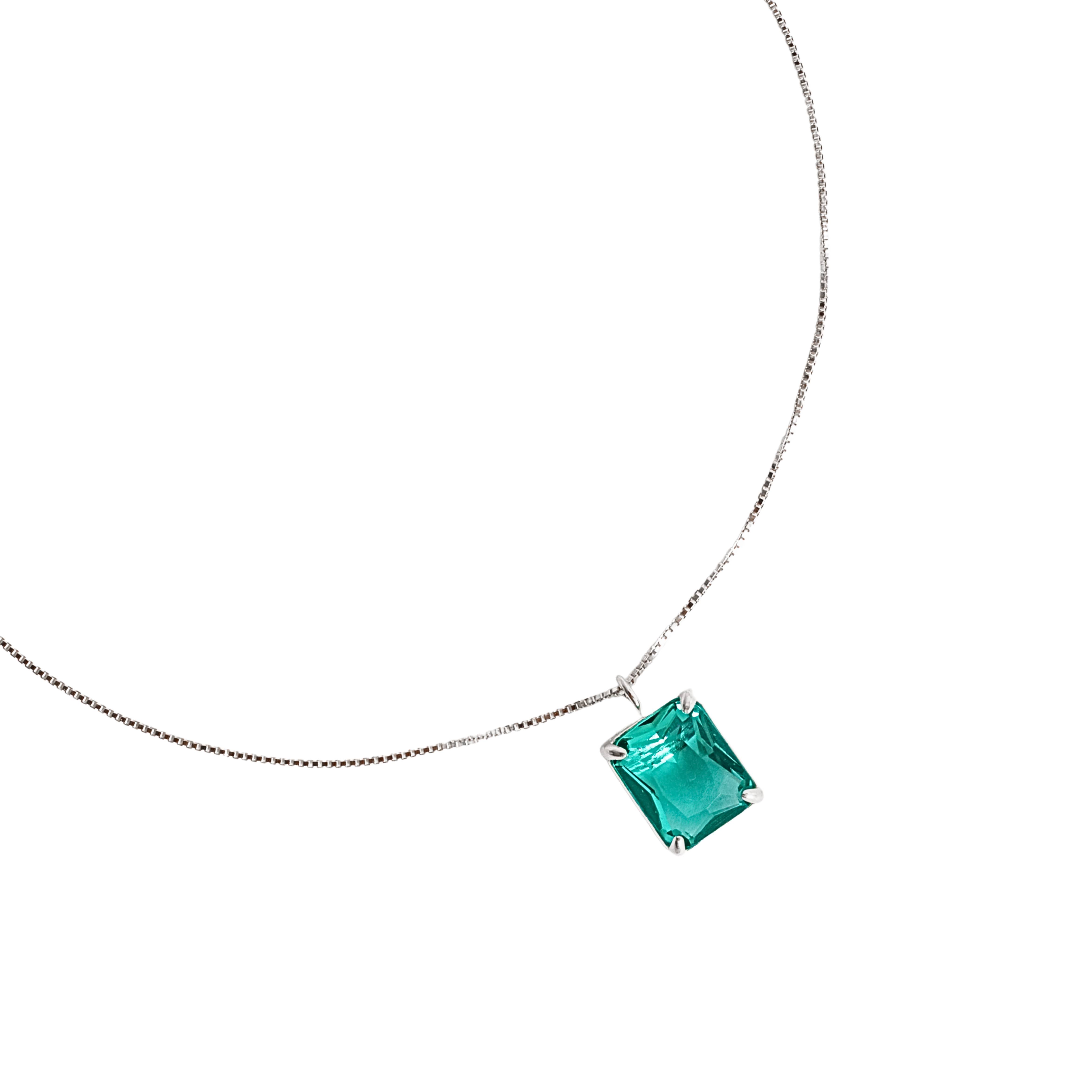 Imagem Colar pingente zircônia retangular turmalina 10mm 45cm