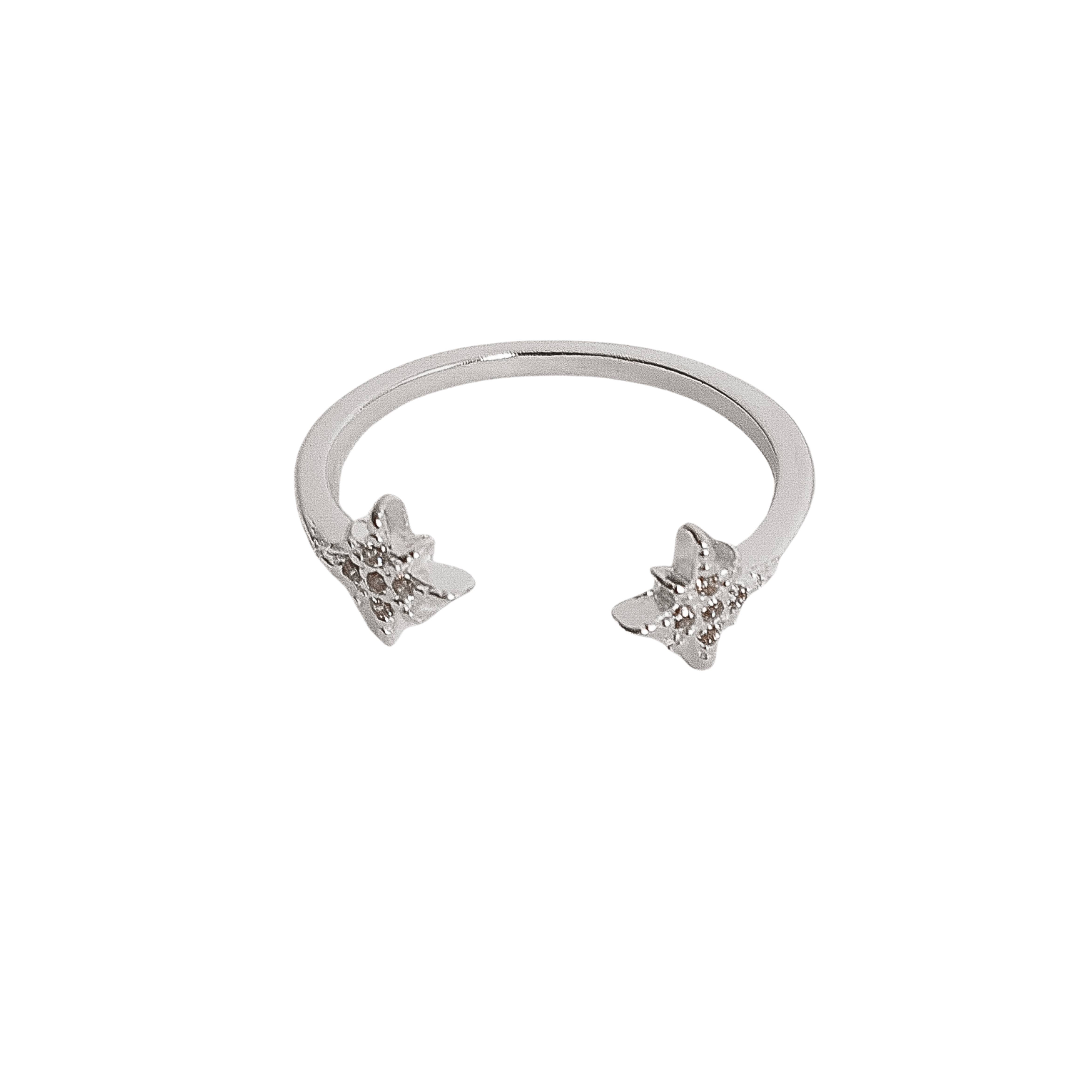 Imagem Anel estrela 8 pontas cravejada regulável P