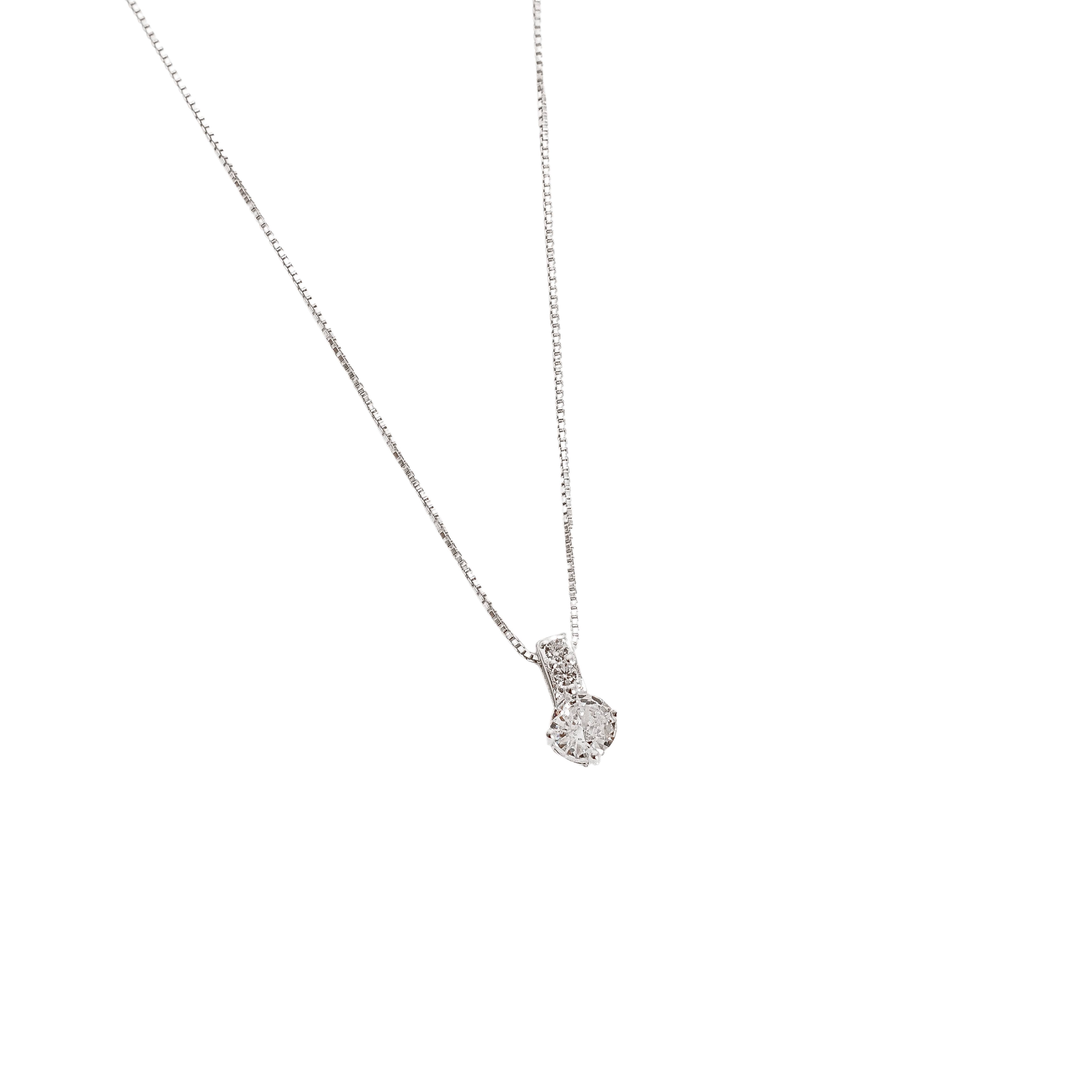 Imagem Colar pingente zircônia com elo cravejado 11mm 45cm