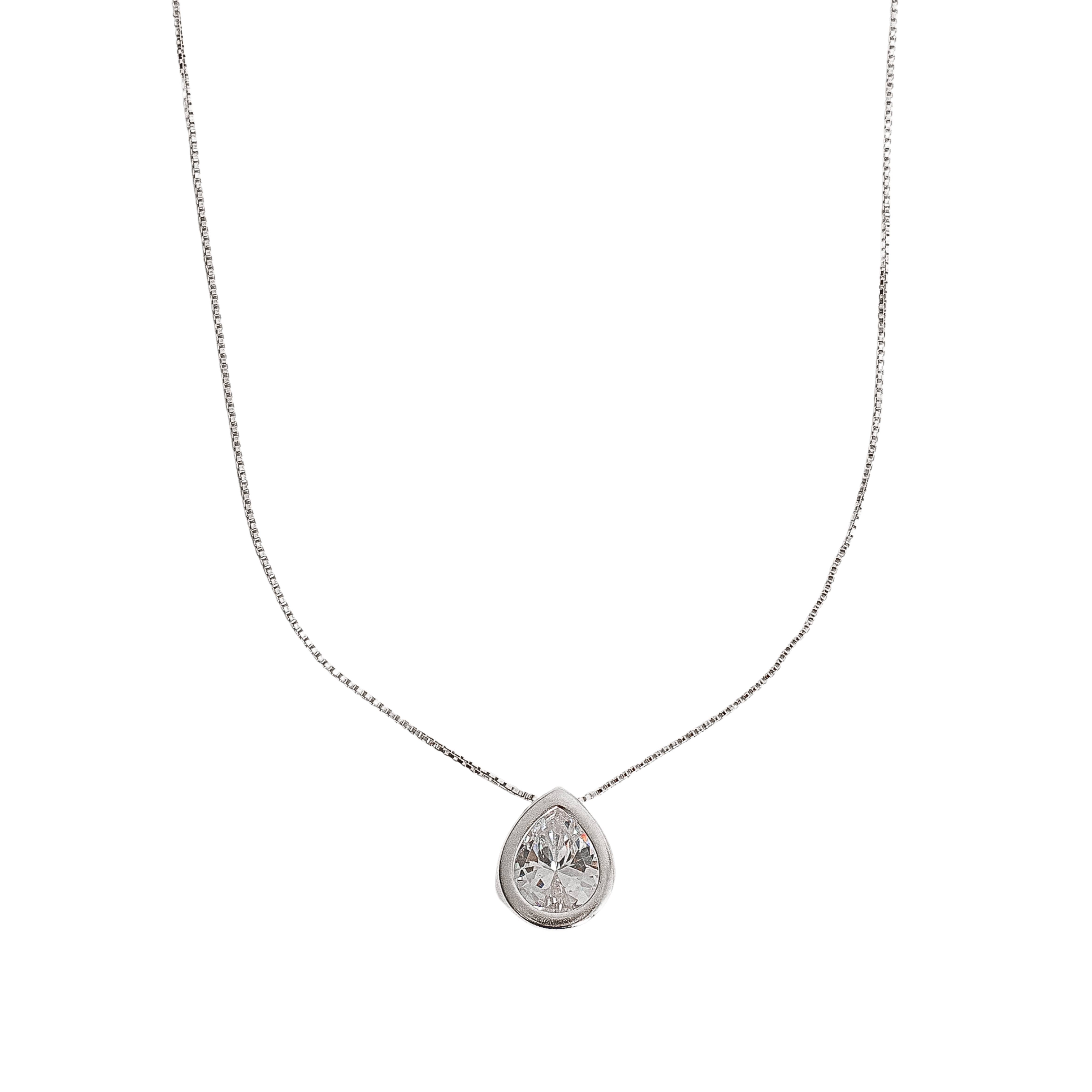 Imagem Colar zircônia gota embutida 12mm 45cm