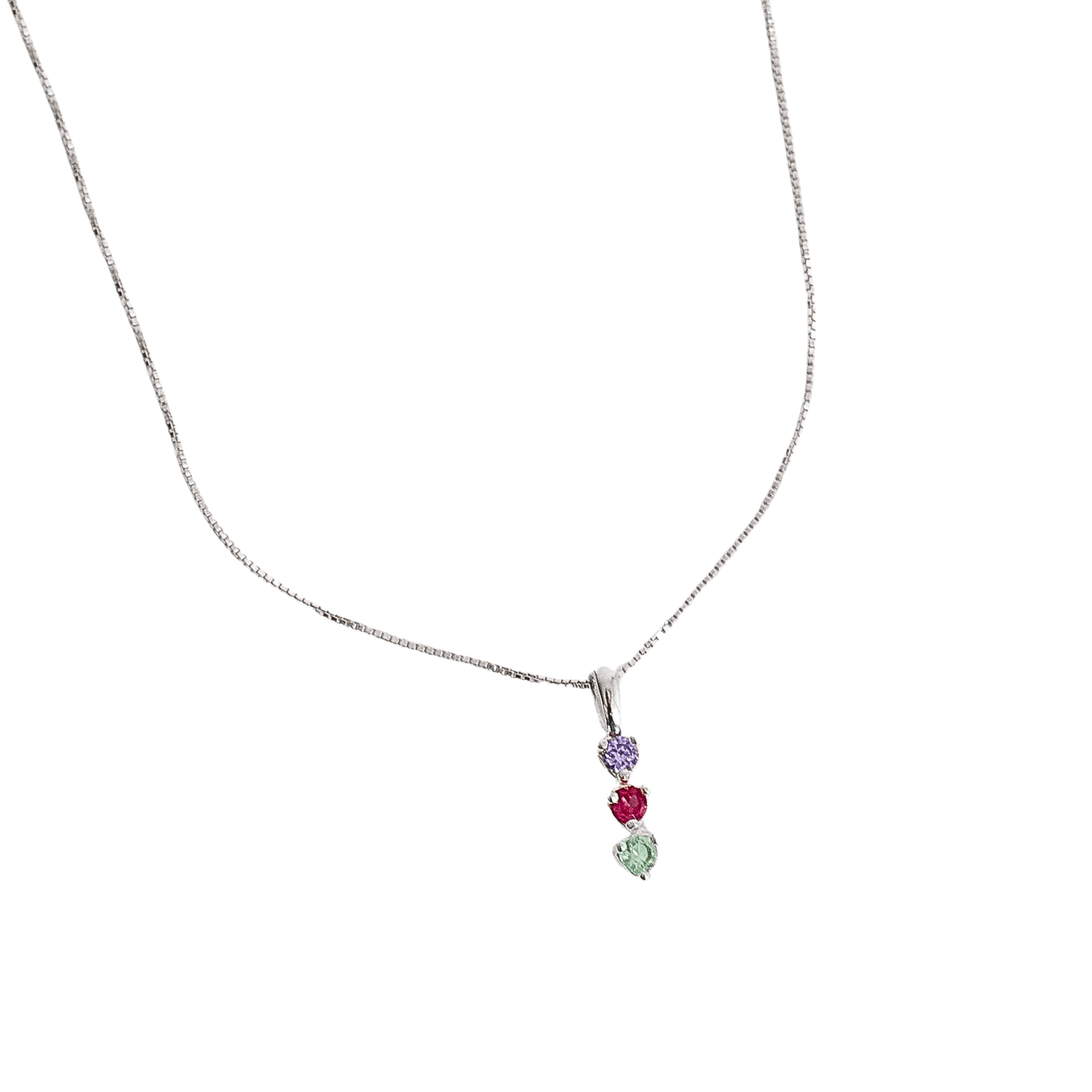 Imagem Colar pingente 3 zircônias coloridas 12mm 45cm