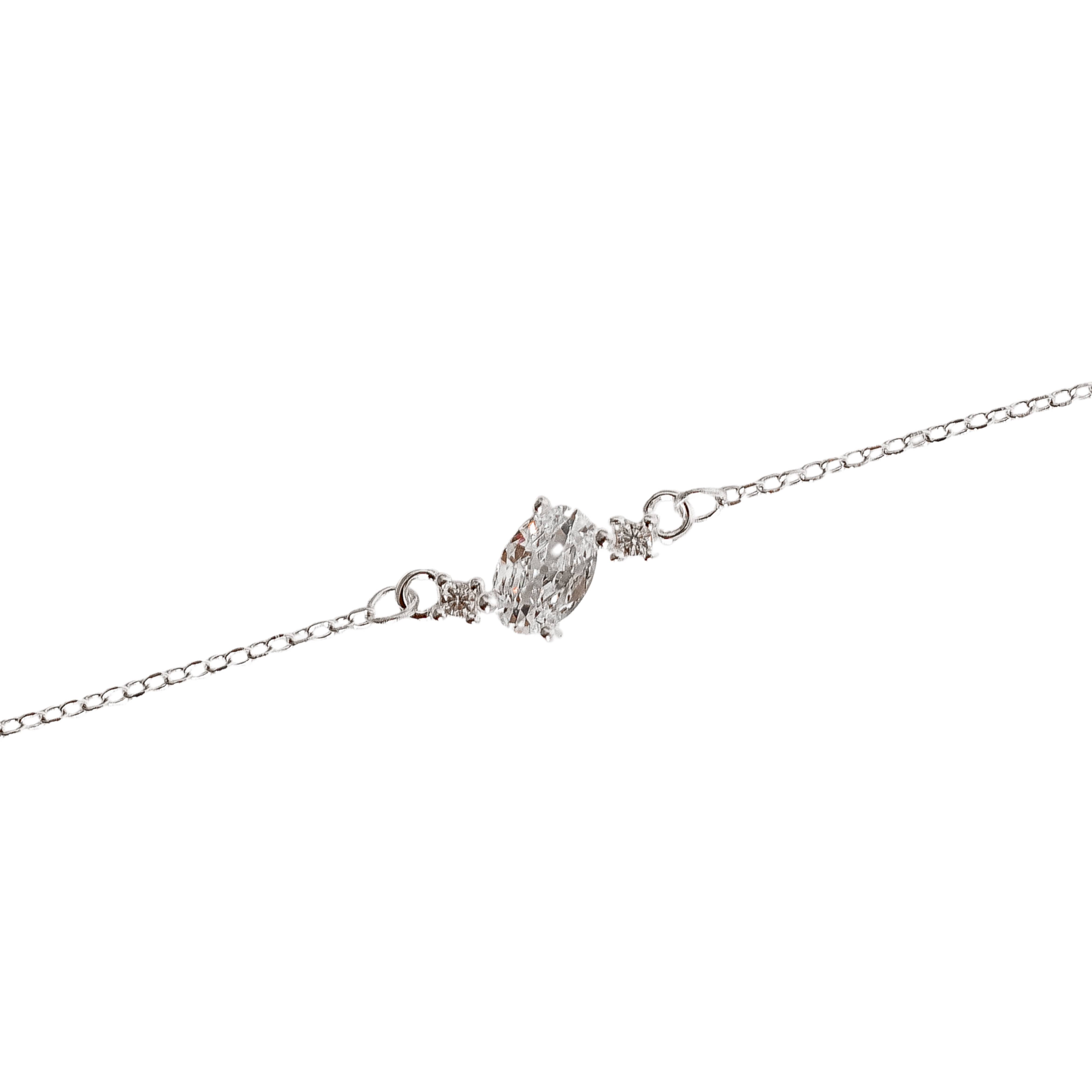 Pulseira entremeio zircônias redonda e oval 11mm 16+4cm