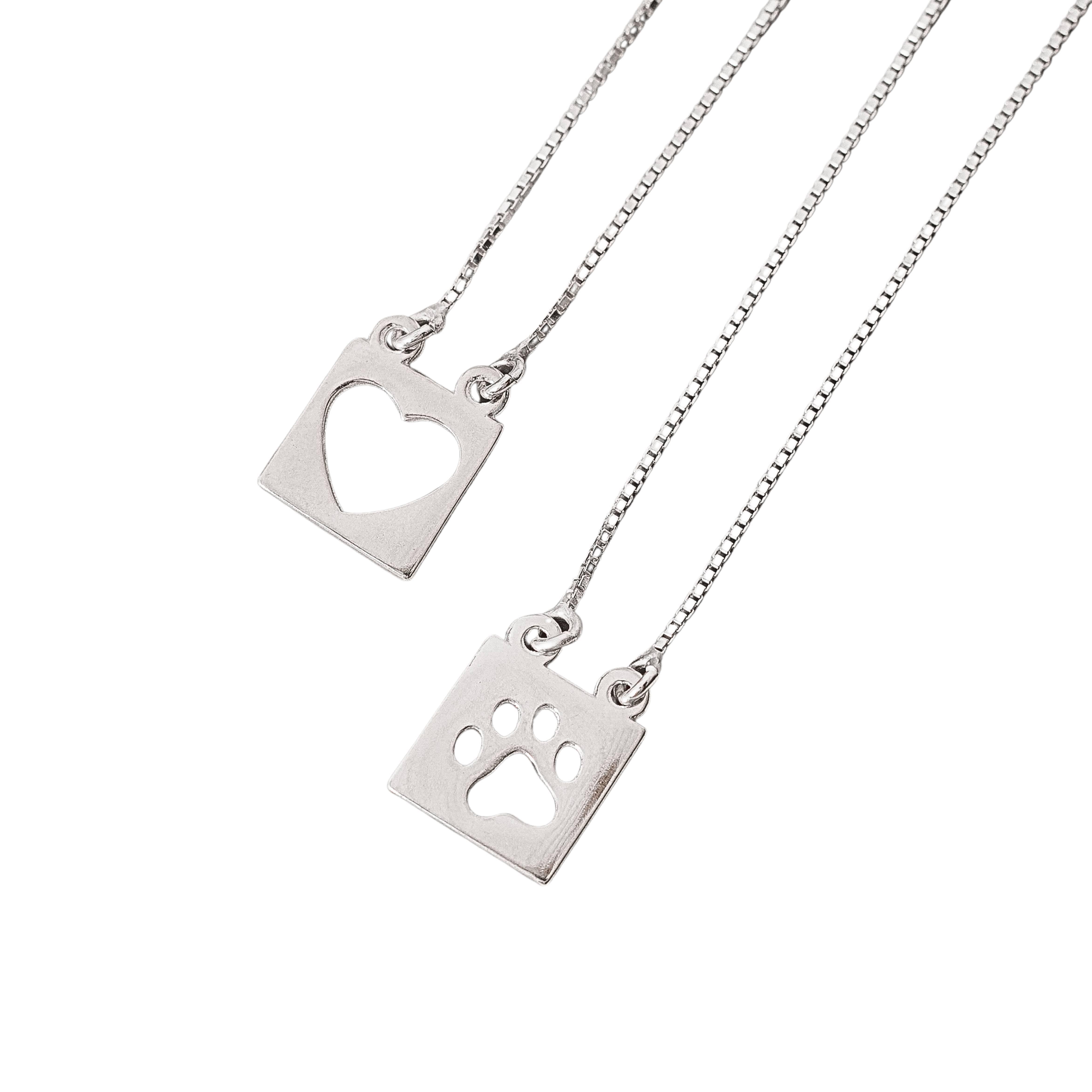 Escapulário placas pata e coração vazado v15 60cm