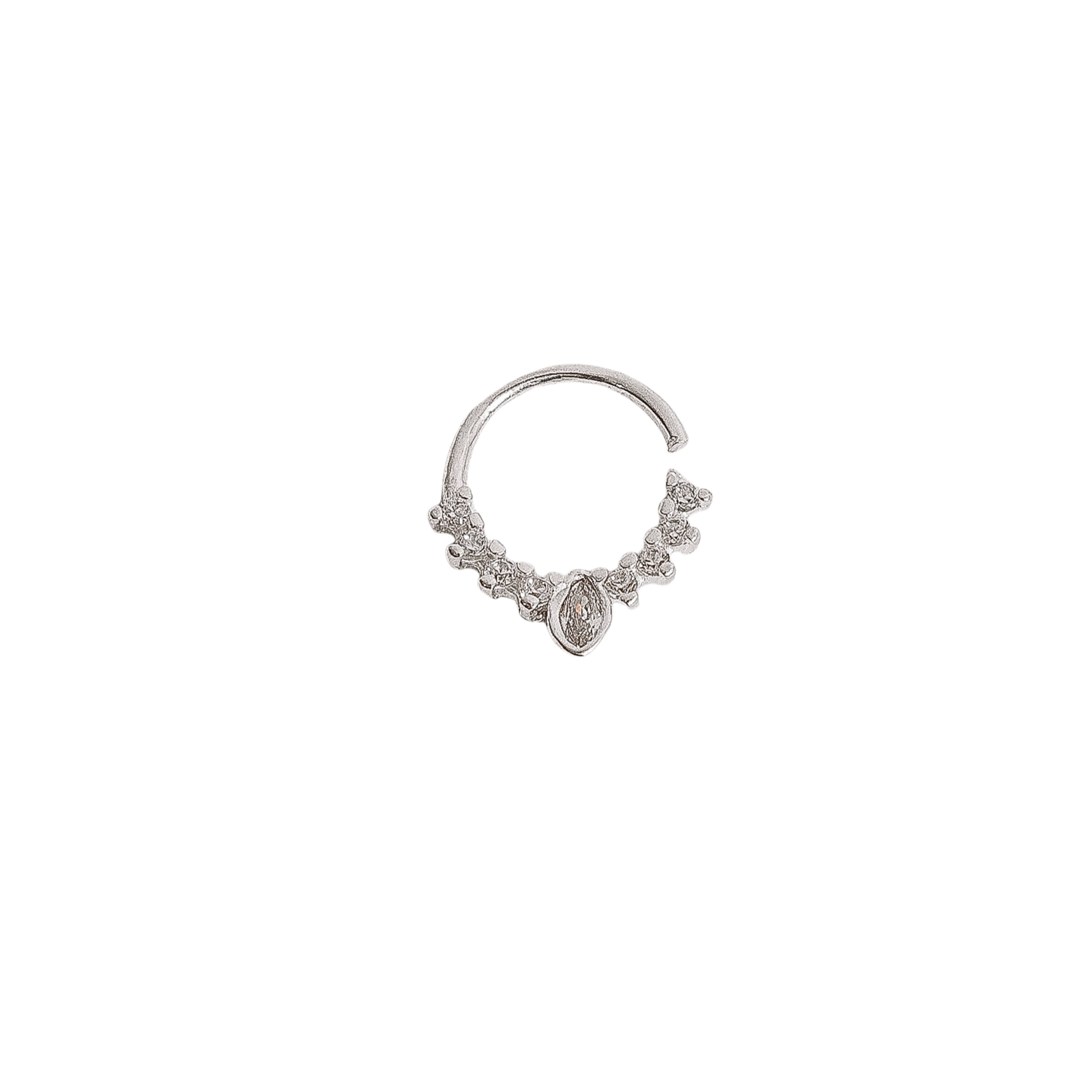 Piercing argola cravejada zircônia navete 9mm