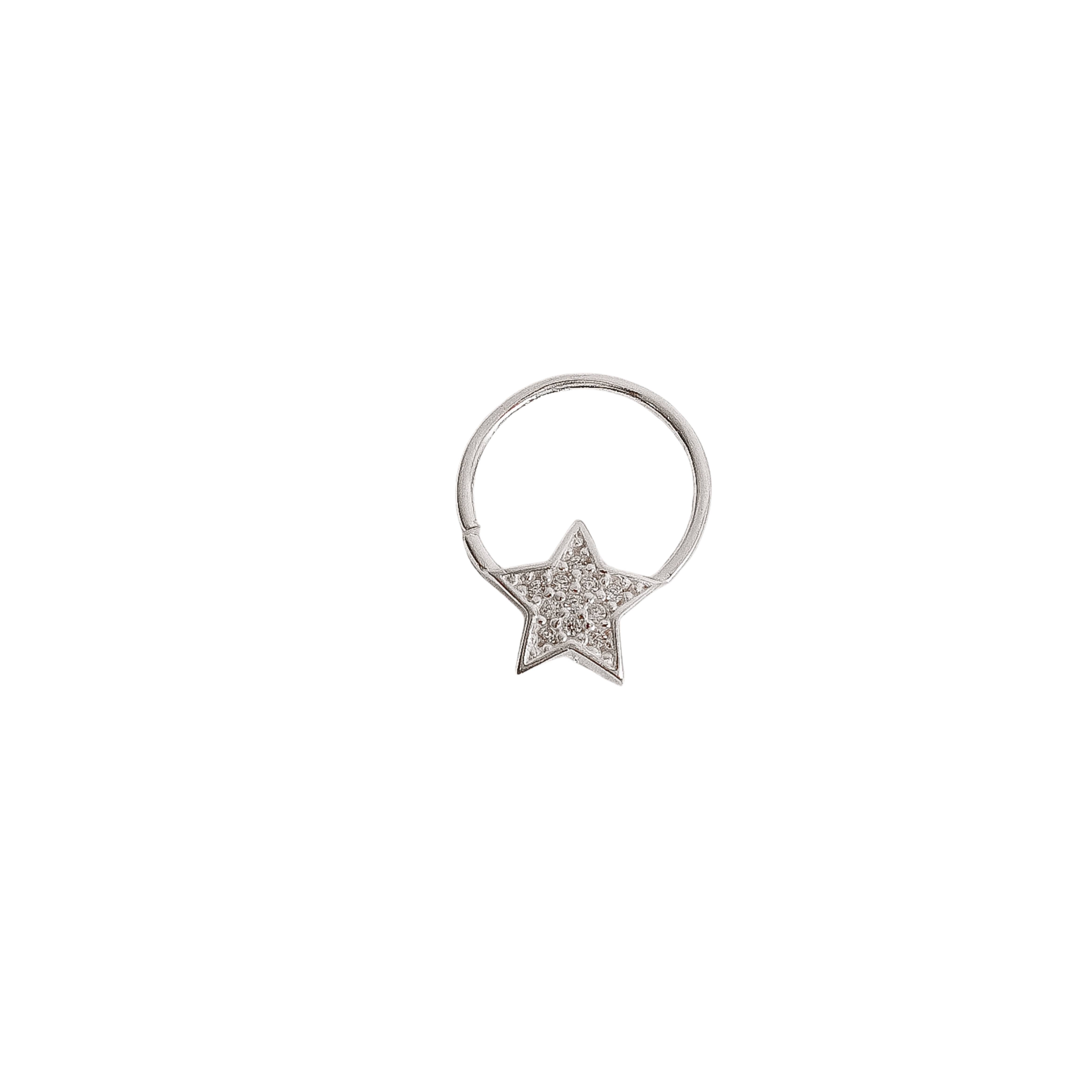 Piercing argola com estrela cravejada 11mm