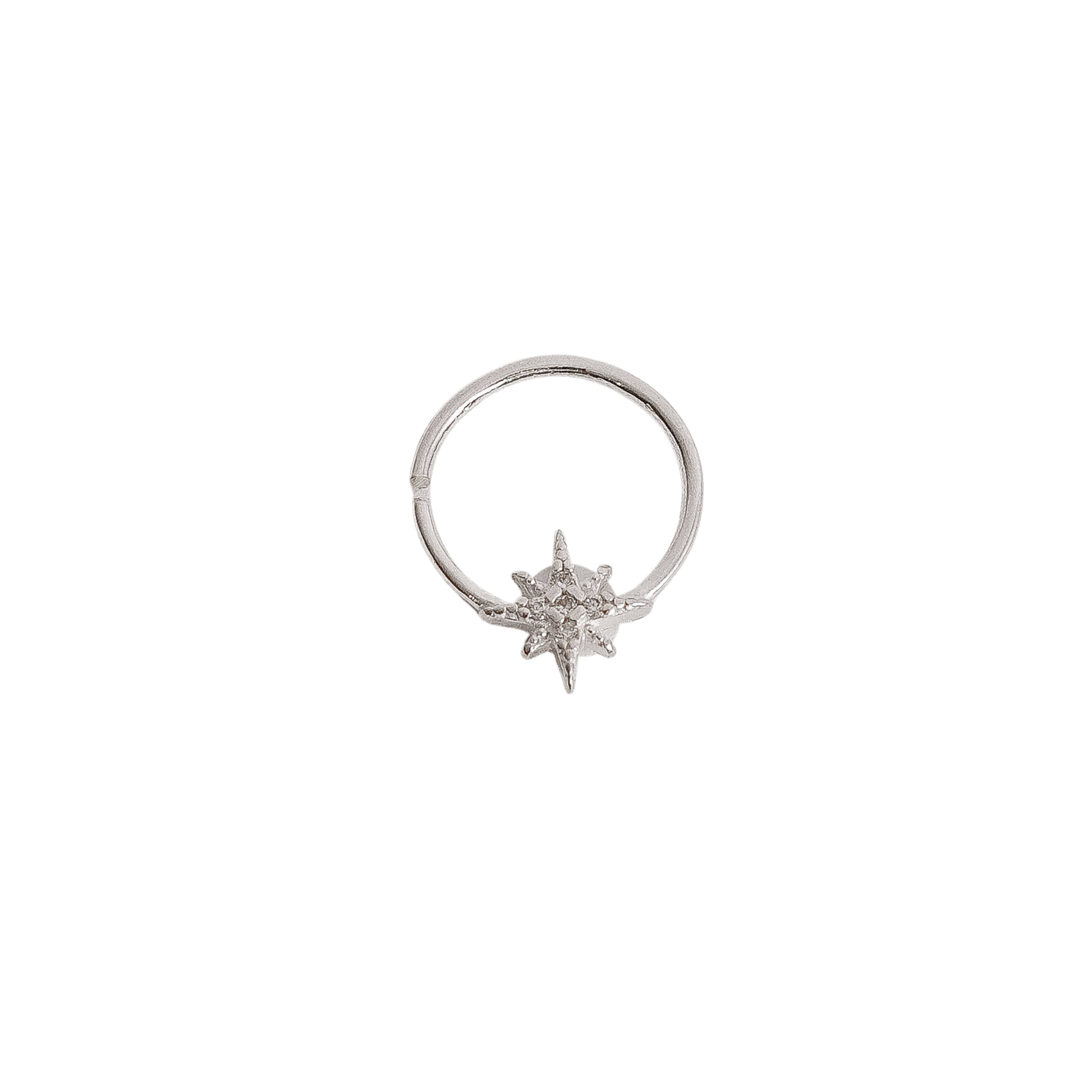 Piercing argola com estrela 8 pontas cravejada 11mm