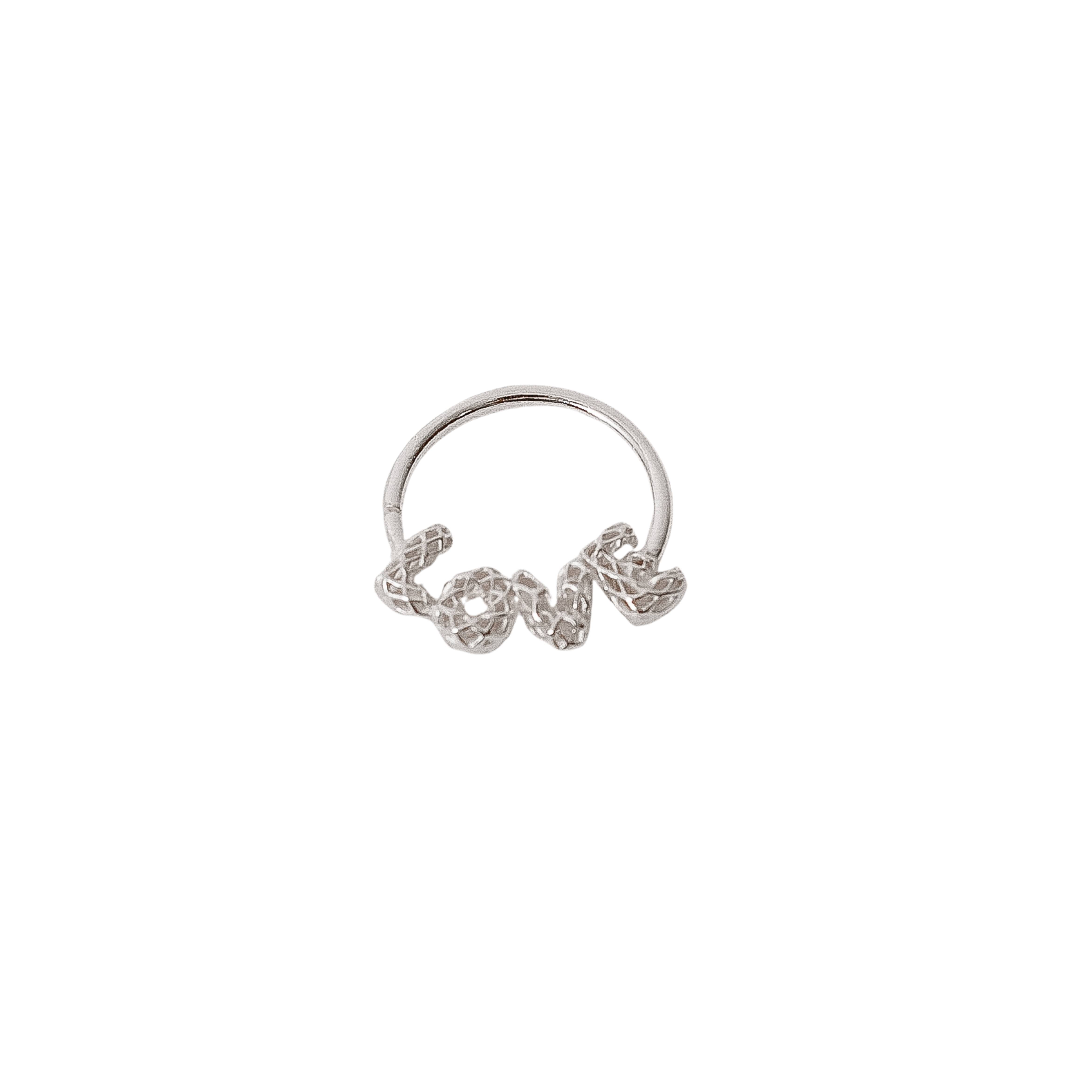 Piercing argola 11mm escrito love 3D