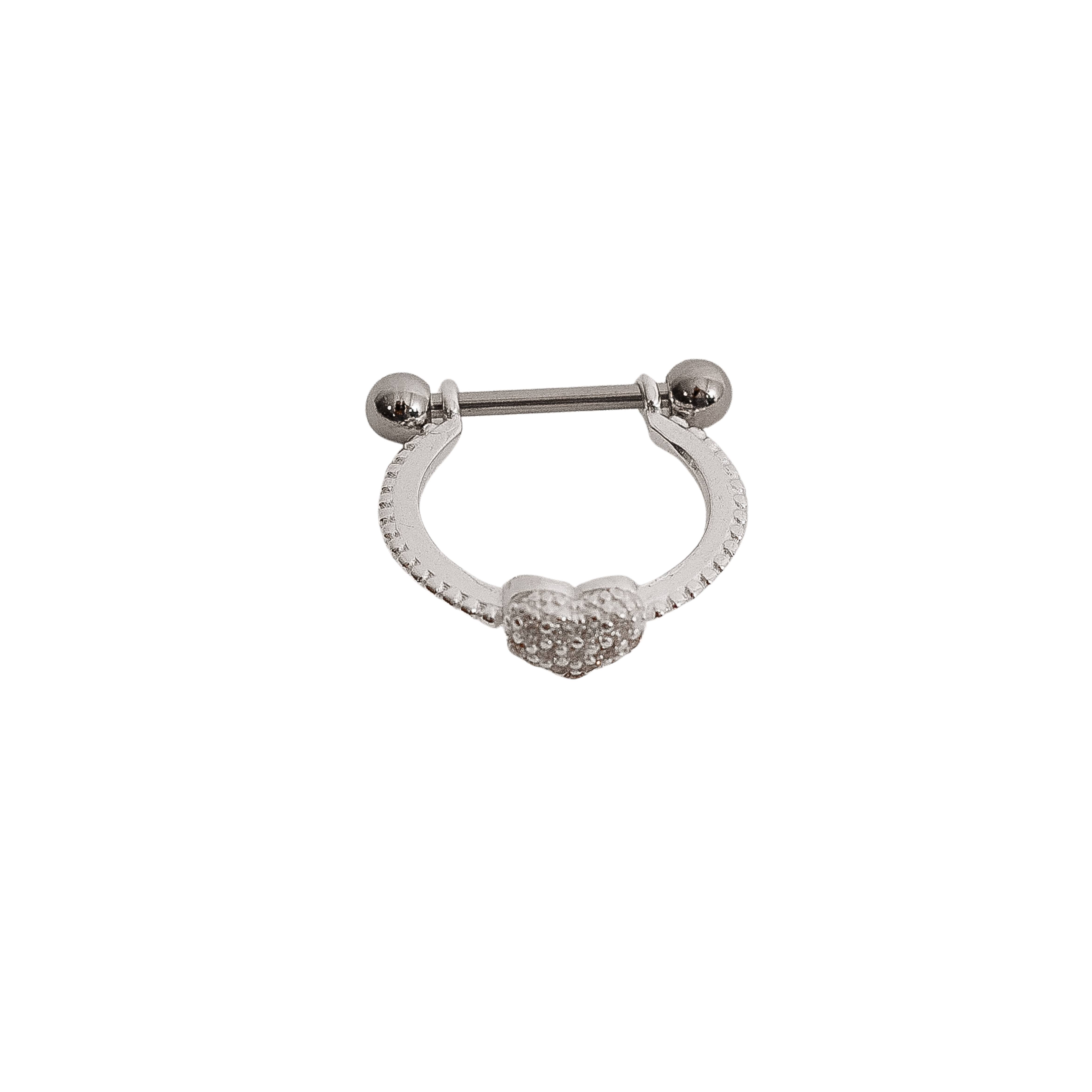 Piercing conch detalhe coração cravejado 14mm haste