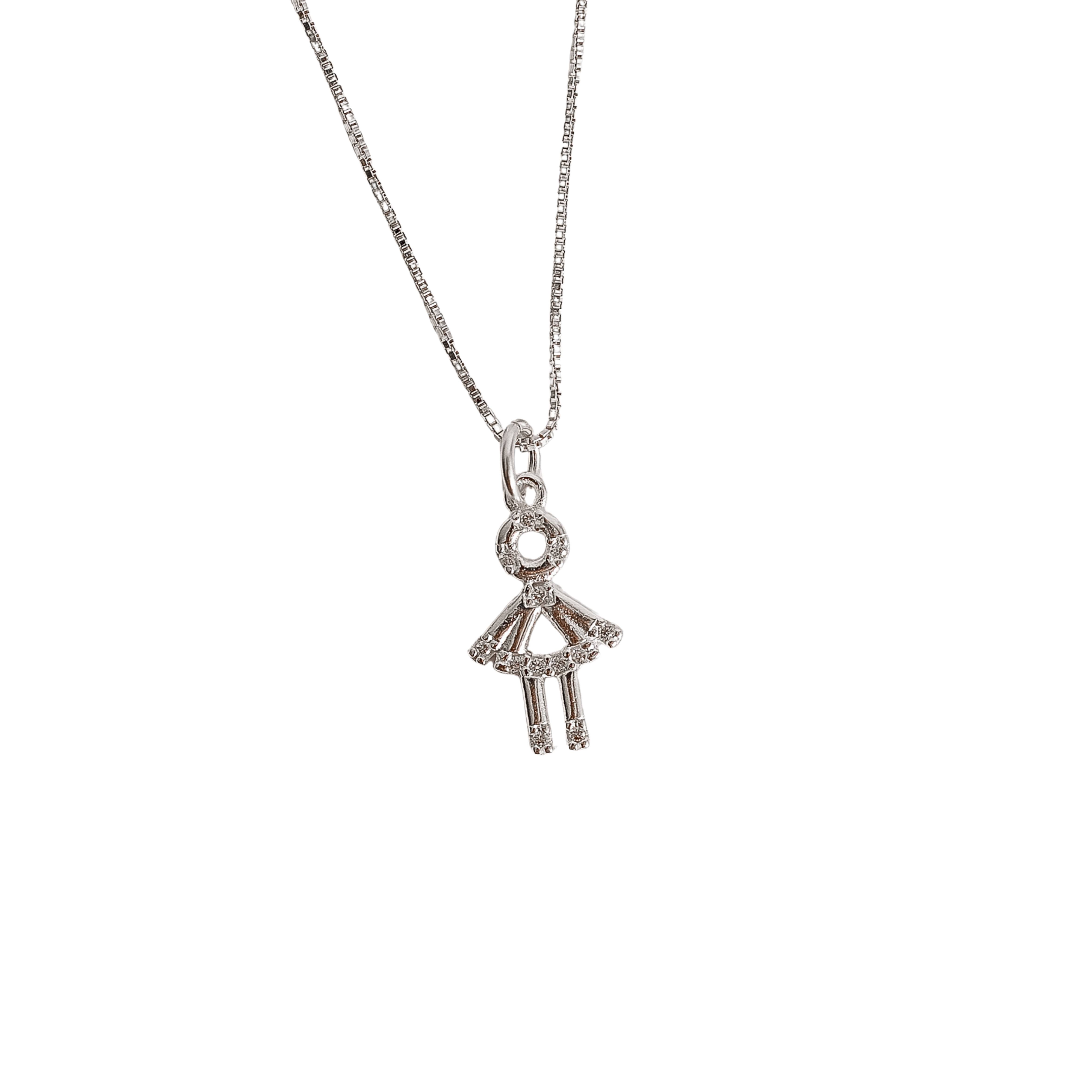 Imagem Colar pingente menina com zircônias 14mm 45cm