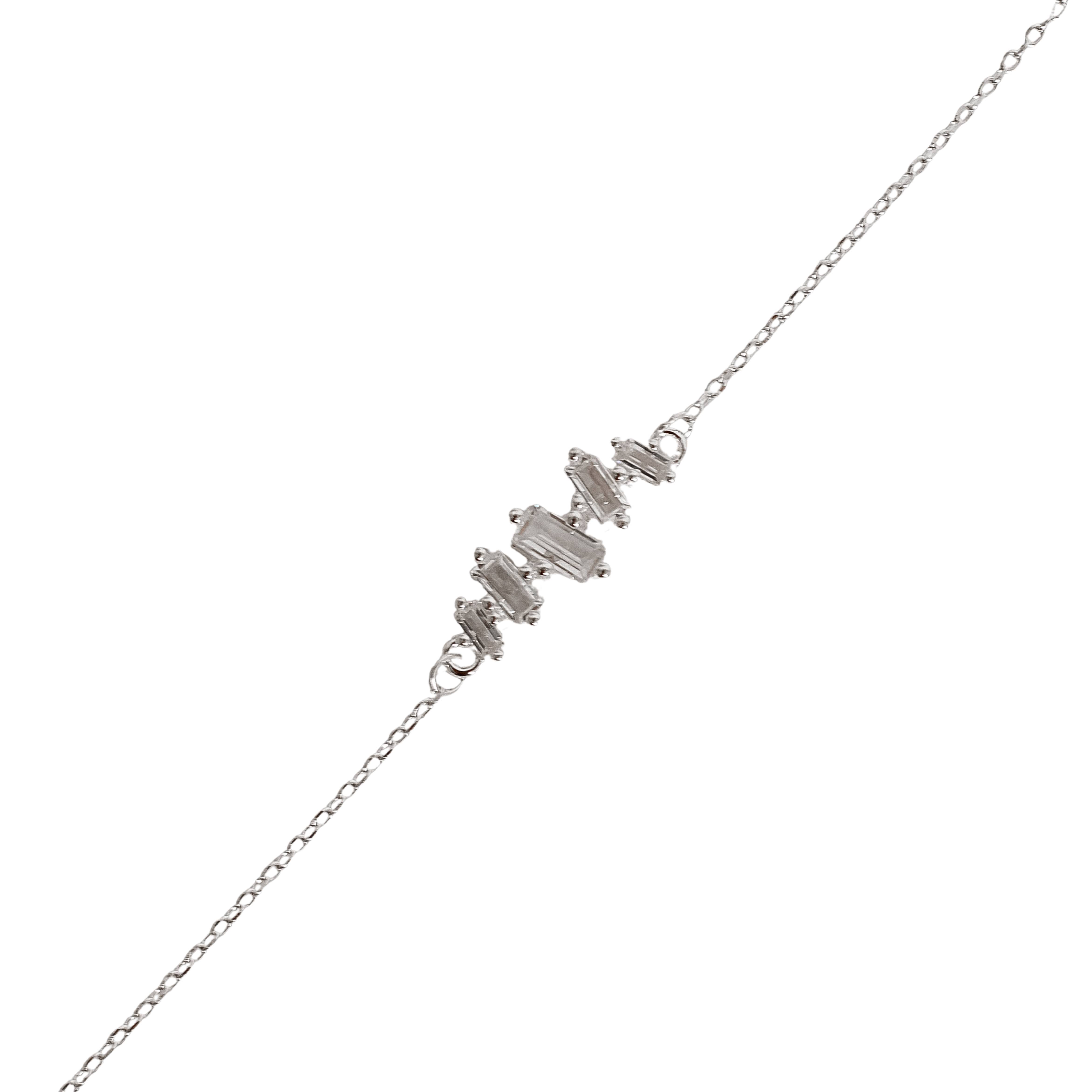 Imagem Pulseira entremeio zircônias retangulares 15mm 16+4cm