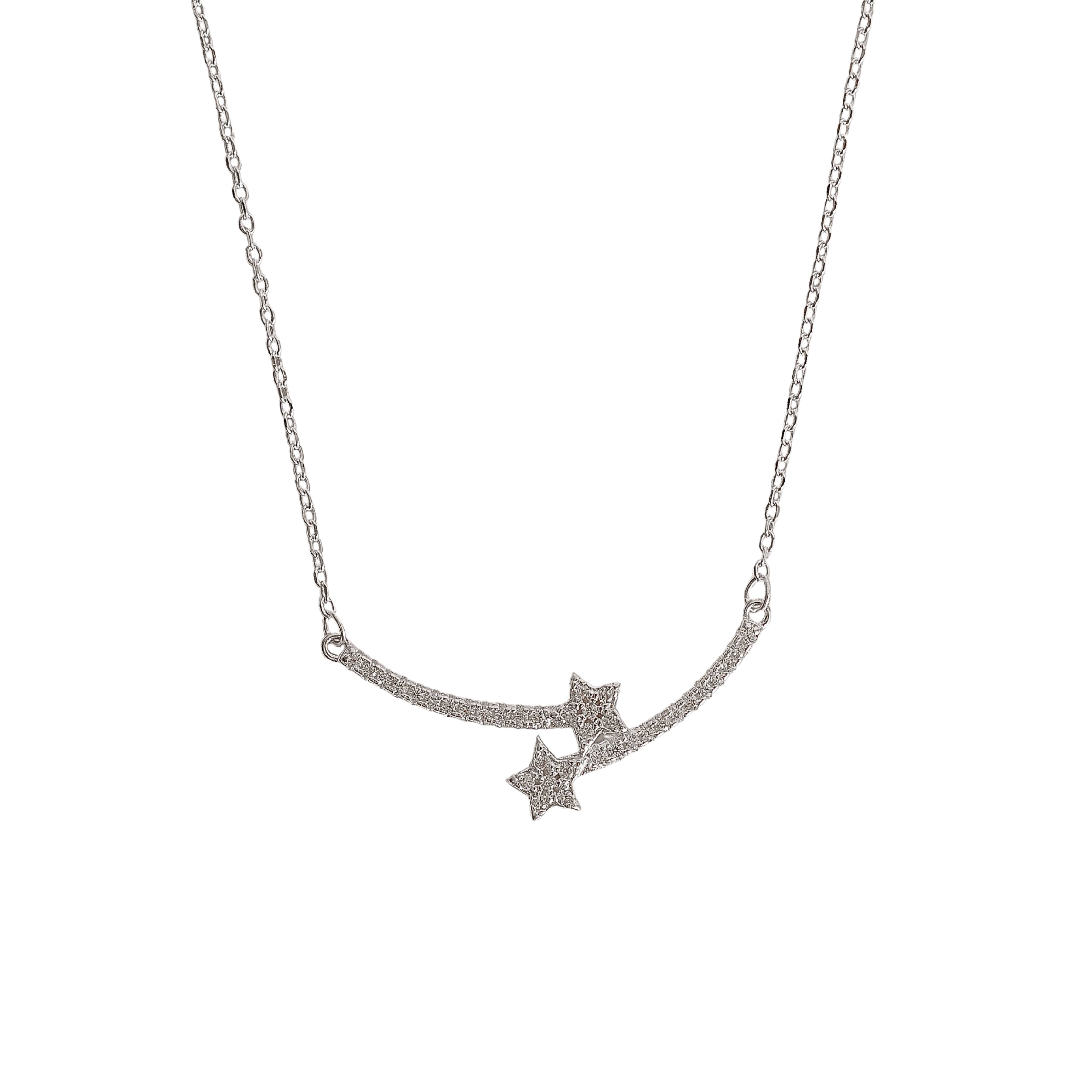 Imagem Colar entremeio estrelas cravejadas 30mm corrente cadeado 40+5cm