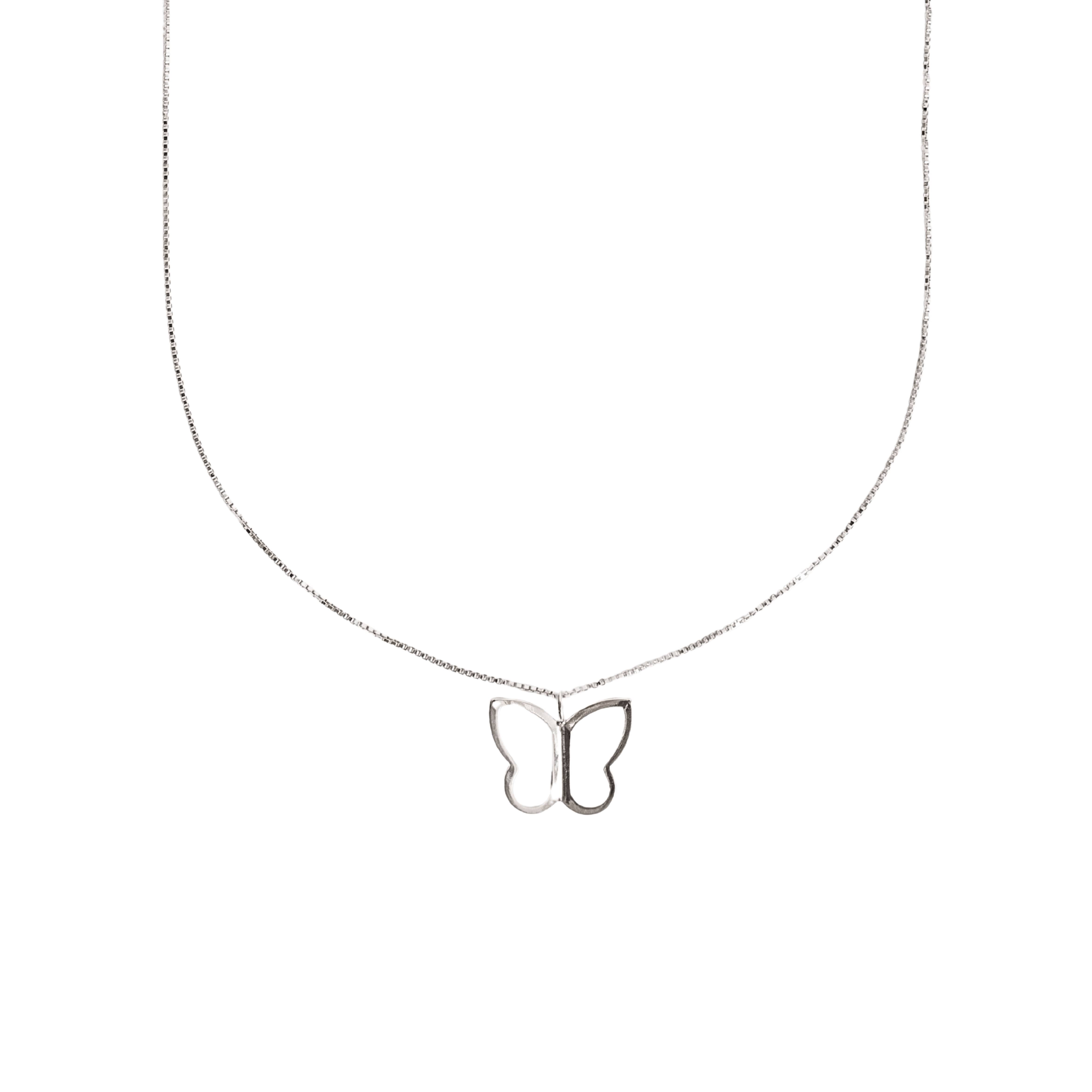 Imagem Colar pingente borboleta vazada 13mm 45cm