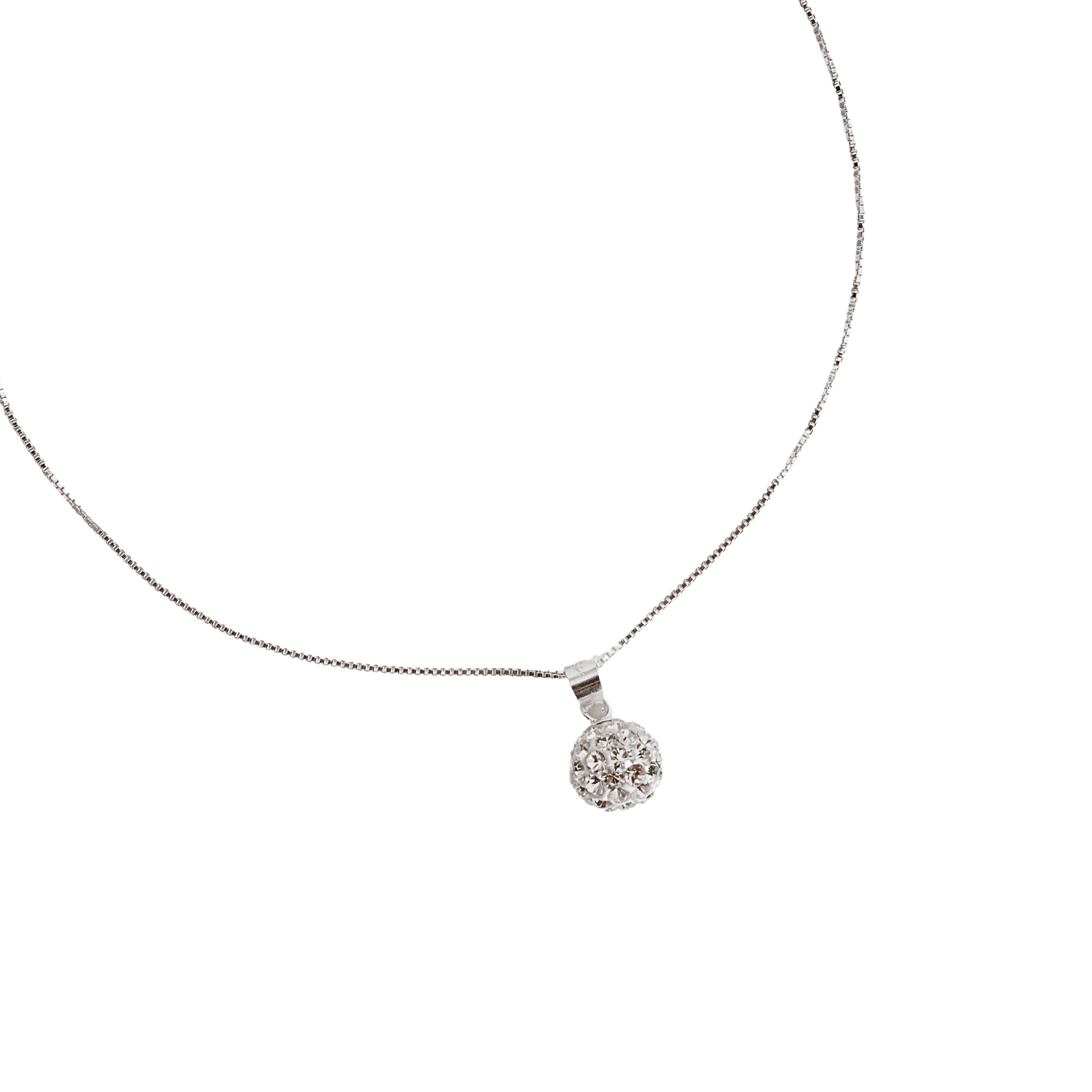 Colar pingente bola cravejada 6mm 40cm