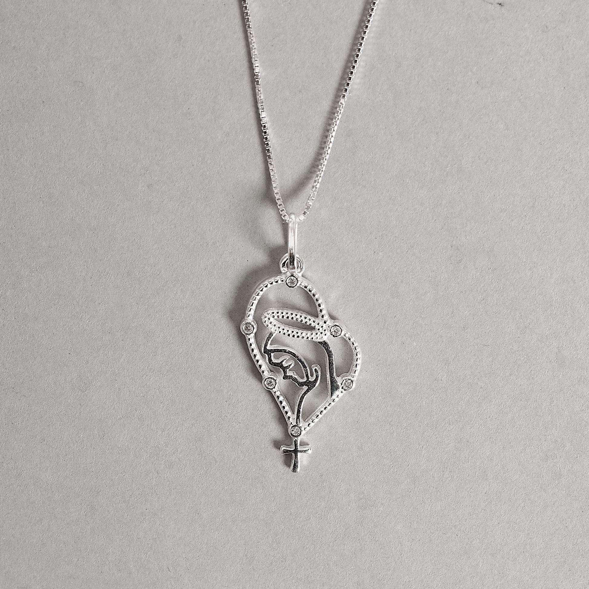 Imagem Secundária Colar pingente terço Nsa. Sra. de Fátima 25mm 45cm