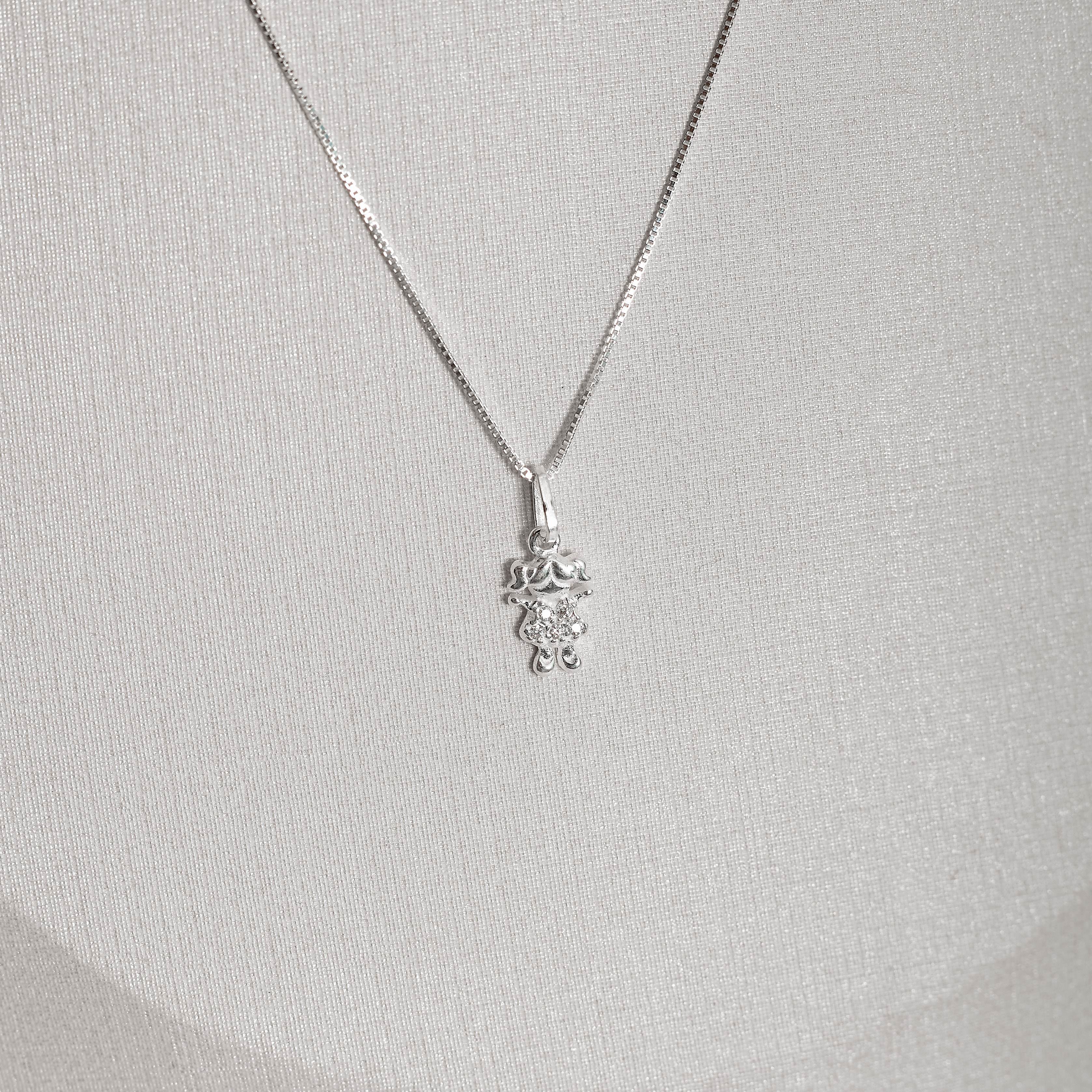 Imagem Colar pingente menina cravejada 10mm 45cm