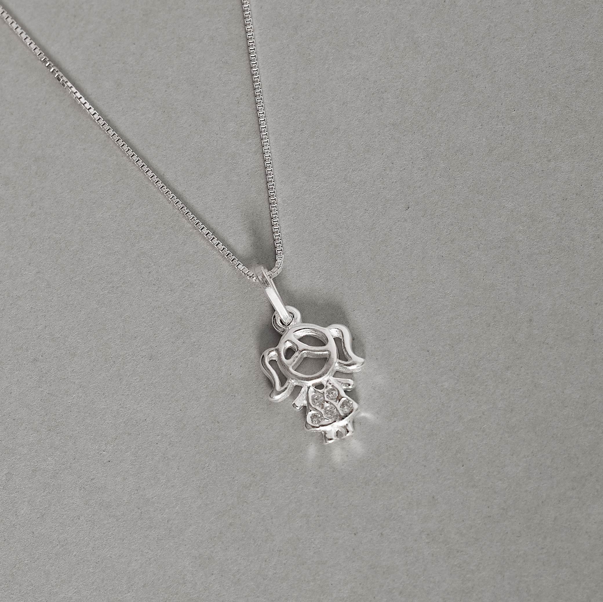 Imagem Colar pingente menina cravejada 12mm 40cm