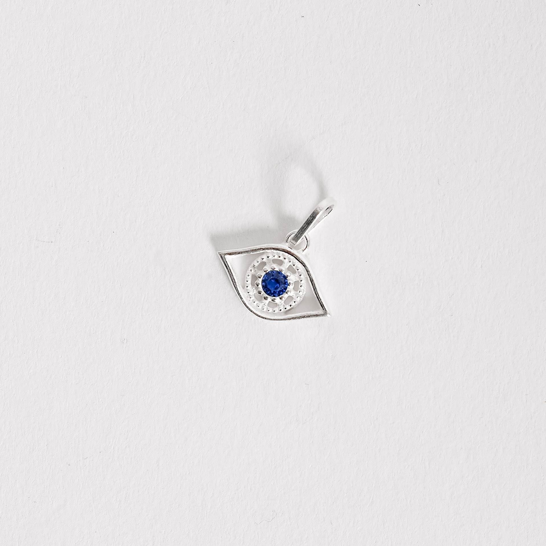 Pingente olho com zircônia azul 15mm