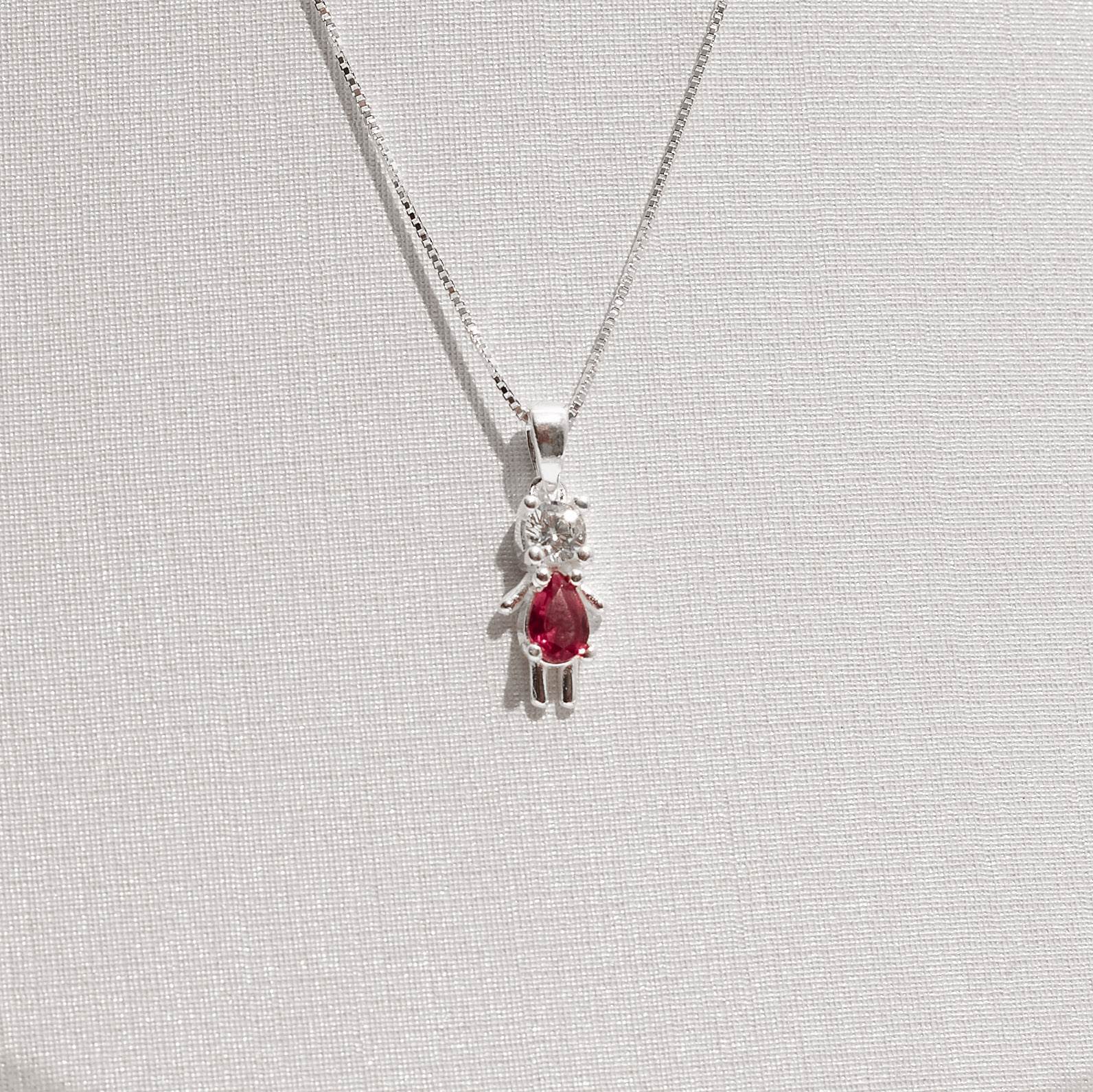 Imagem Colar pingente menina zircônia cereja 13mm 45cm