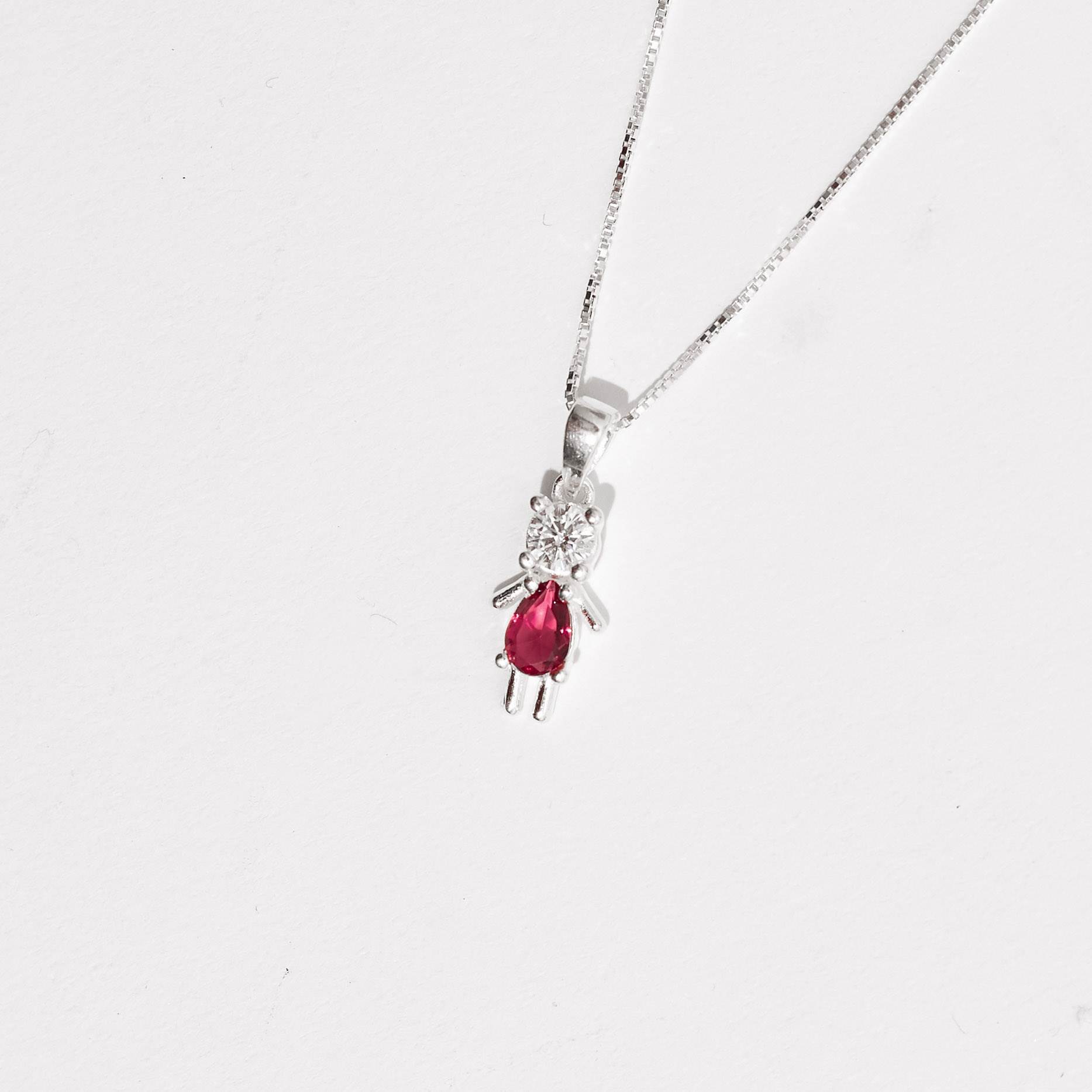 Imagem Secundária Colar pingente menina zircônia cereja 13mm 45cm