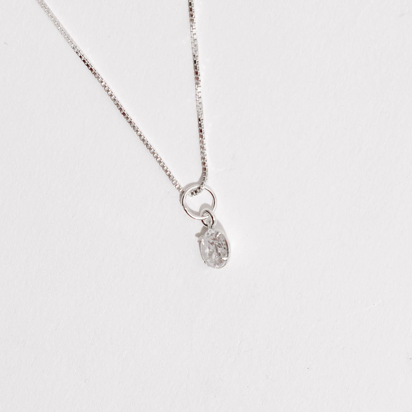 Imagem Colar pingente zircônia redonda cristal 5mm 40cm