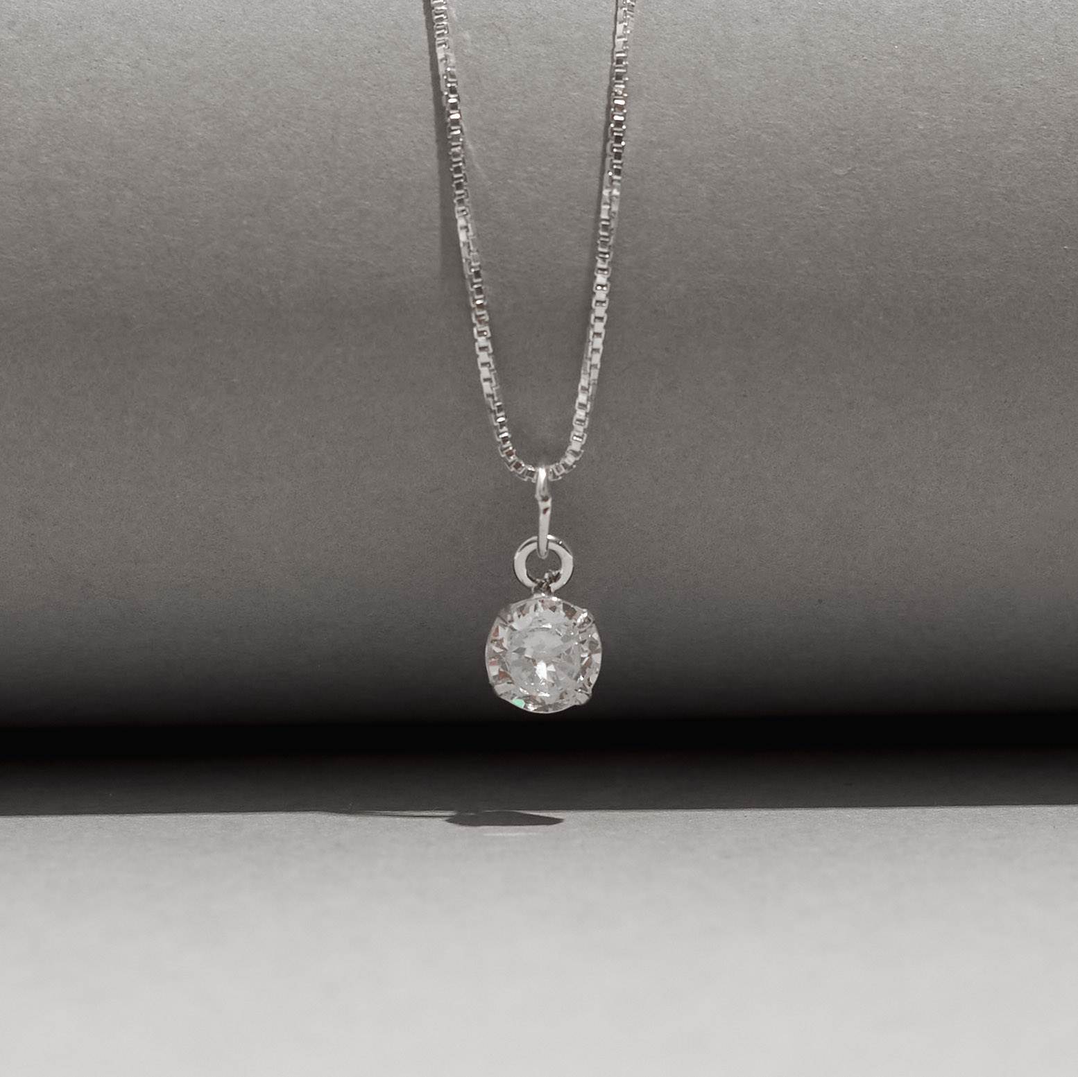 Imagem Secundária Colar pingente zircônia redonda cristal 5mm 40cm