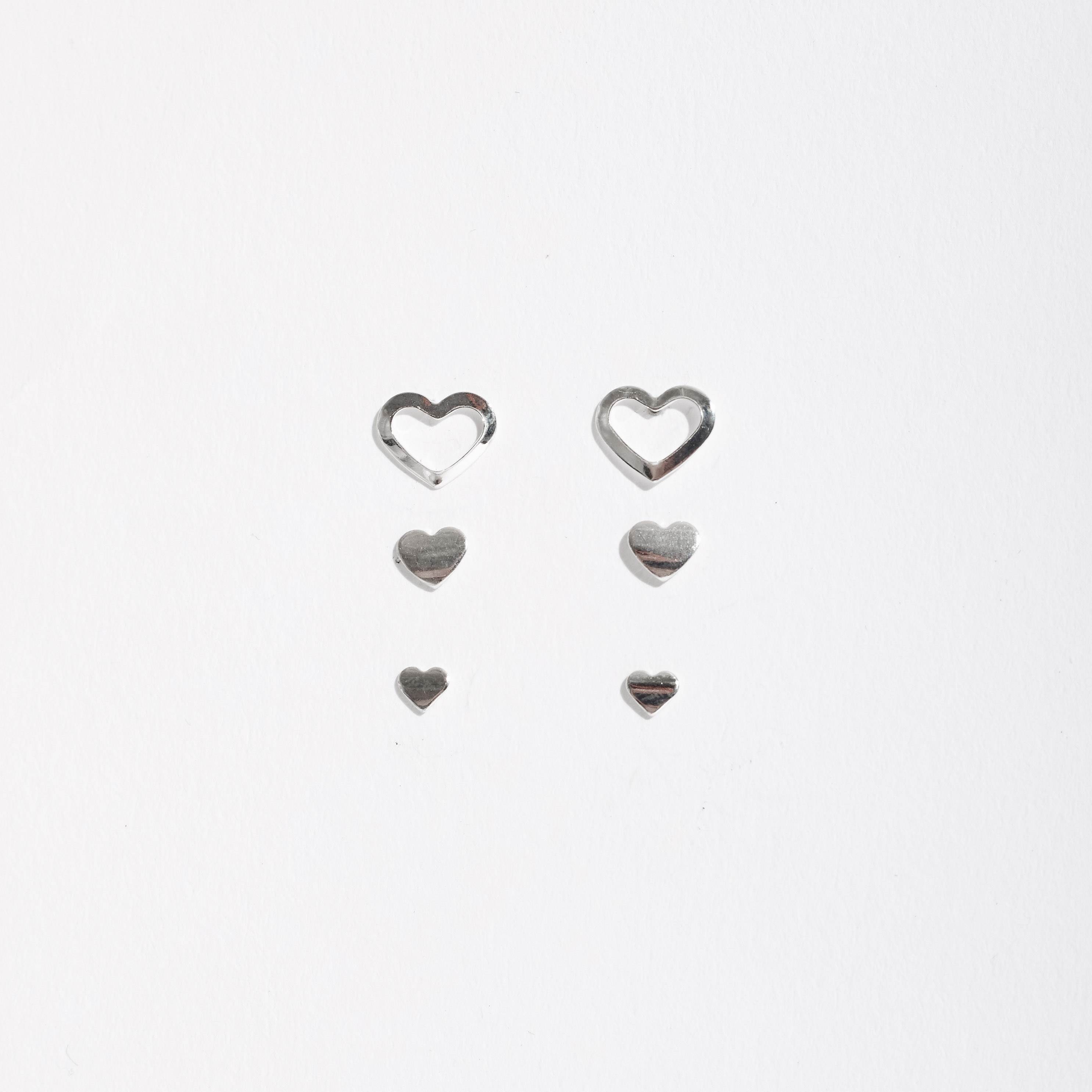 Trio corações cheios e vazado