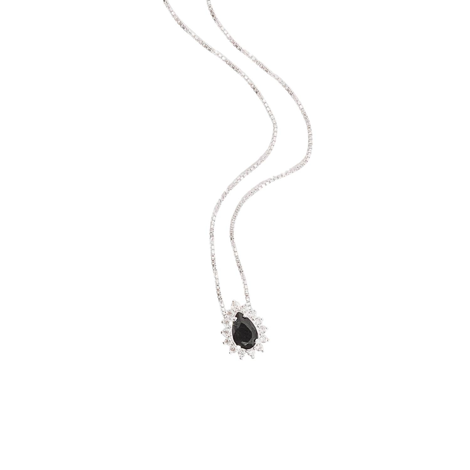 Imagem Colar zircônia gota ônix com cravejado 10mm 45cm