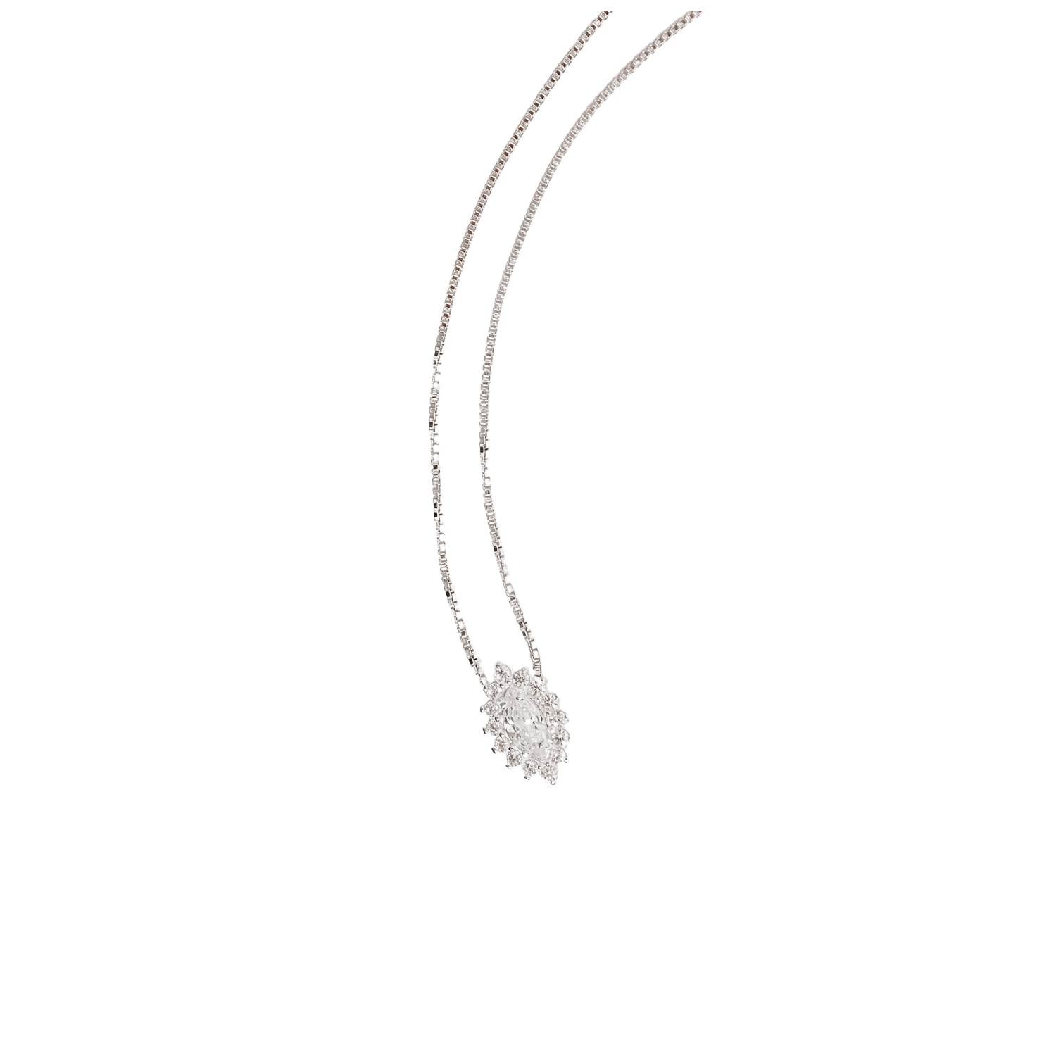 Colar zircônia navete com cravejado 10mm 45cm